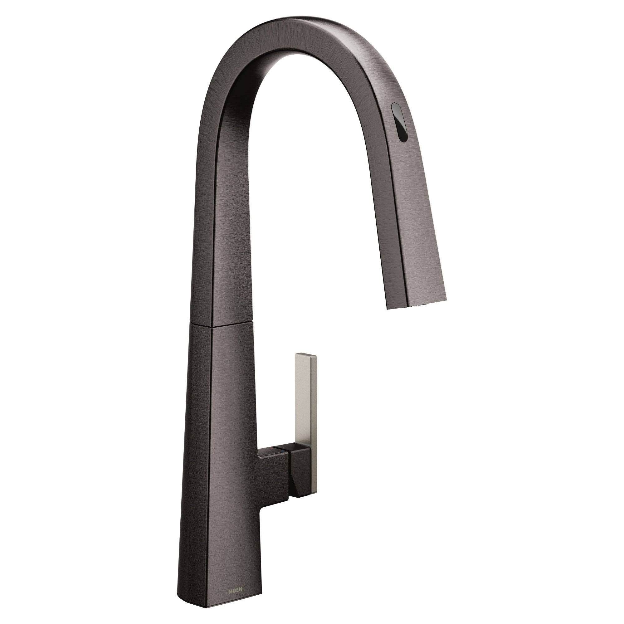 Moen Nio One-Handle Voice-activated Pulldown Kitchen Faucet, Black Stainless - S75005EVBLS QN_QYQWESSS