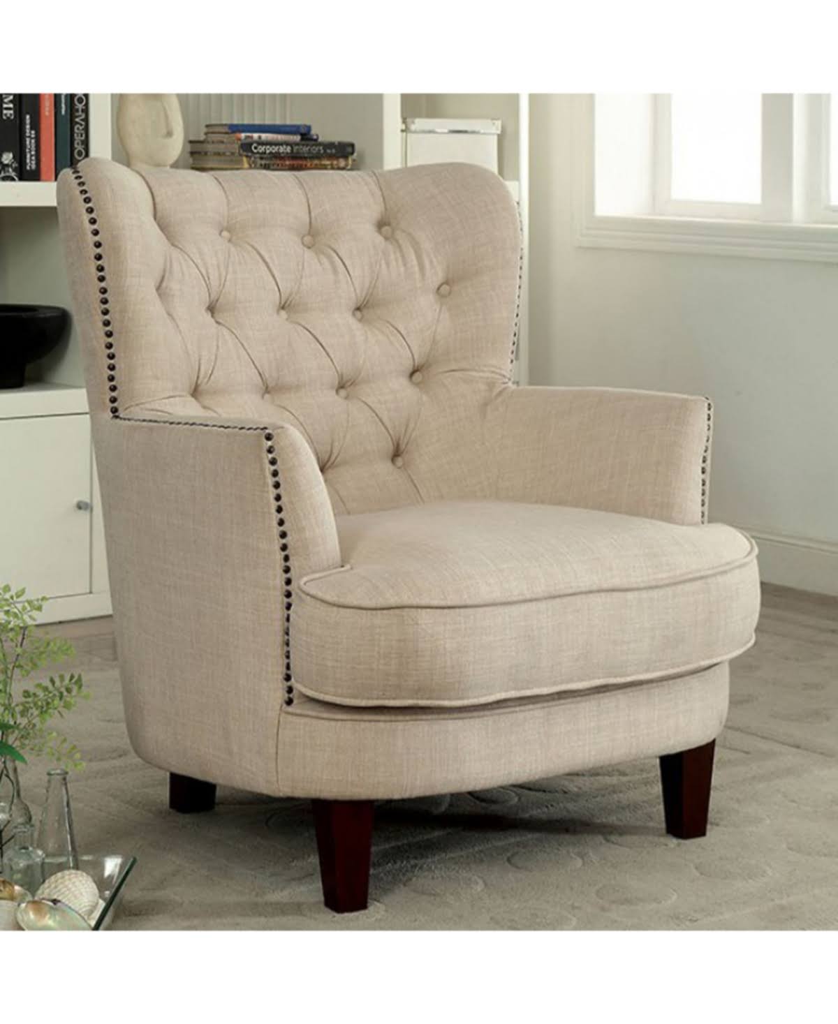 Odelia Contemporary Accent Chair, Ivory Finish 3D_LRU2BFEB Odelia Contemporary Accent Chair, Ivory Finish 3D_LRU2BFEB