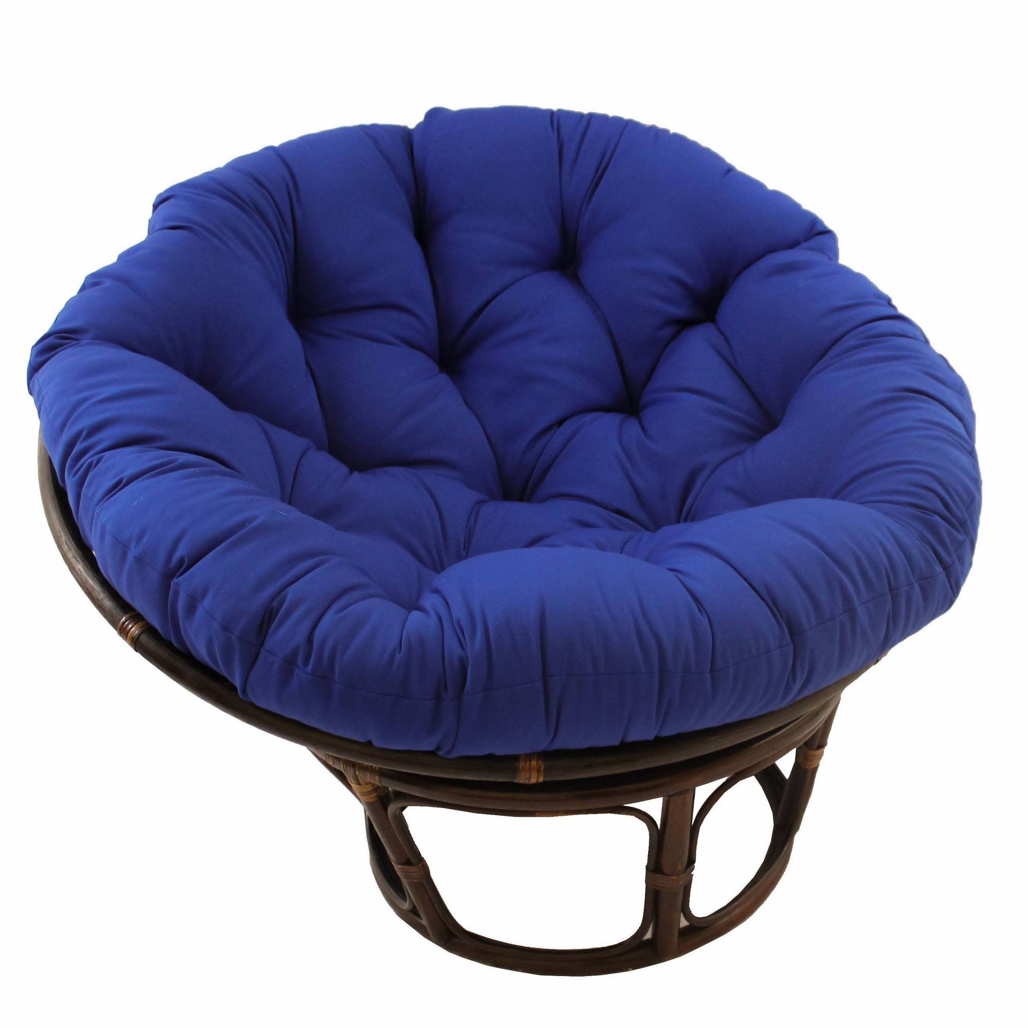 International Caravan 42-Inch Rattan Papasan Chair with Solid Twill Cushion - Royal Blue KE_S3OGSQU9