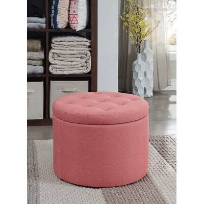Laurel Foundry Modern Farmhouse Stansell Tufted Storage Ottoman Upholstery Color: Coral Faux Linen A6_CUUTNINV Laurel Foundry Modern Farmhouse Stansell Tufted Storage Ottoman Upholstery Color: Coral Faux Linen A6_CUUTNINV