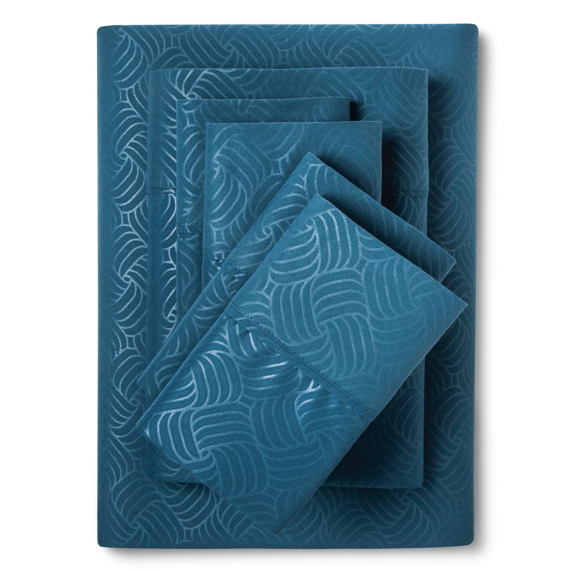 Twin 4pc Natalia Cavalletto Swirl Design Sheet Set Dark Teal - Christopher Knight Home ME_R2FPOK2O