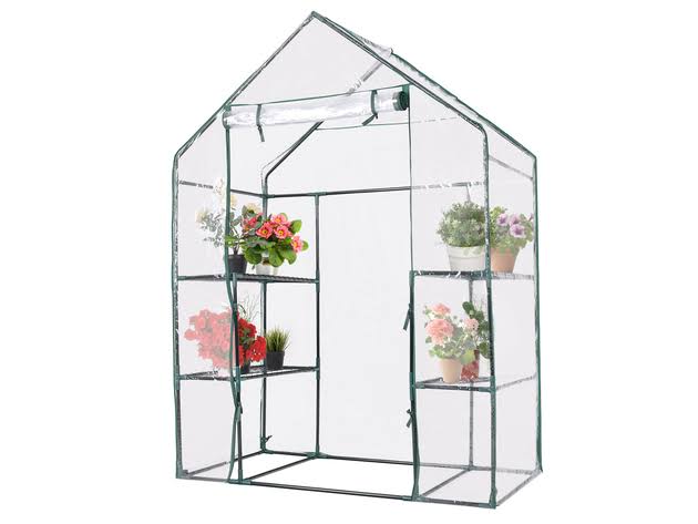 Costway Portable Mini Walk in Outdoor 3 Tier 6 Shelves Greenhouse - Clear FE_1FZNHN6E Costway Portable Mini Walk in Outdoor 3 Tier 6 Shelves Greenhouse - Clear FE_1FZNHN6E