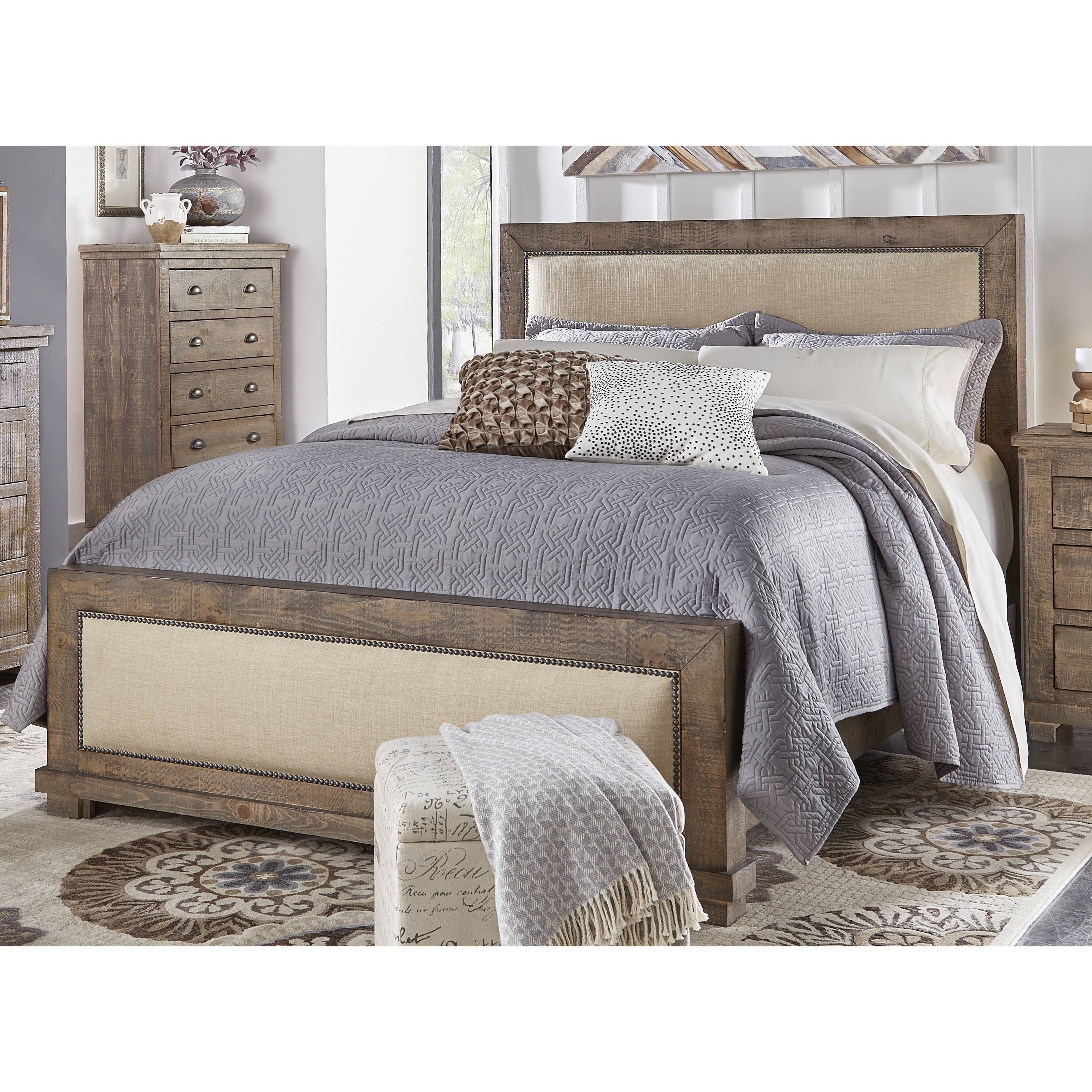 Progressive Furniture Willow Queen Upholstered Bed Weathered Gray VD_CKERQSET