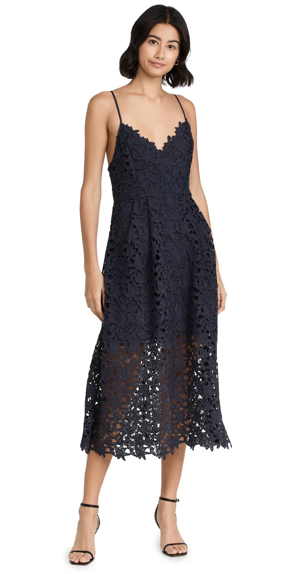 Astr The Label Women's Lace A Line Midi Dress Xs Navy GC_ODJYET42