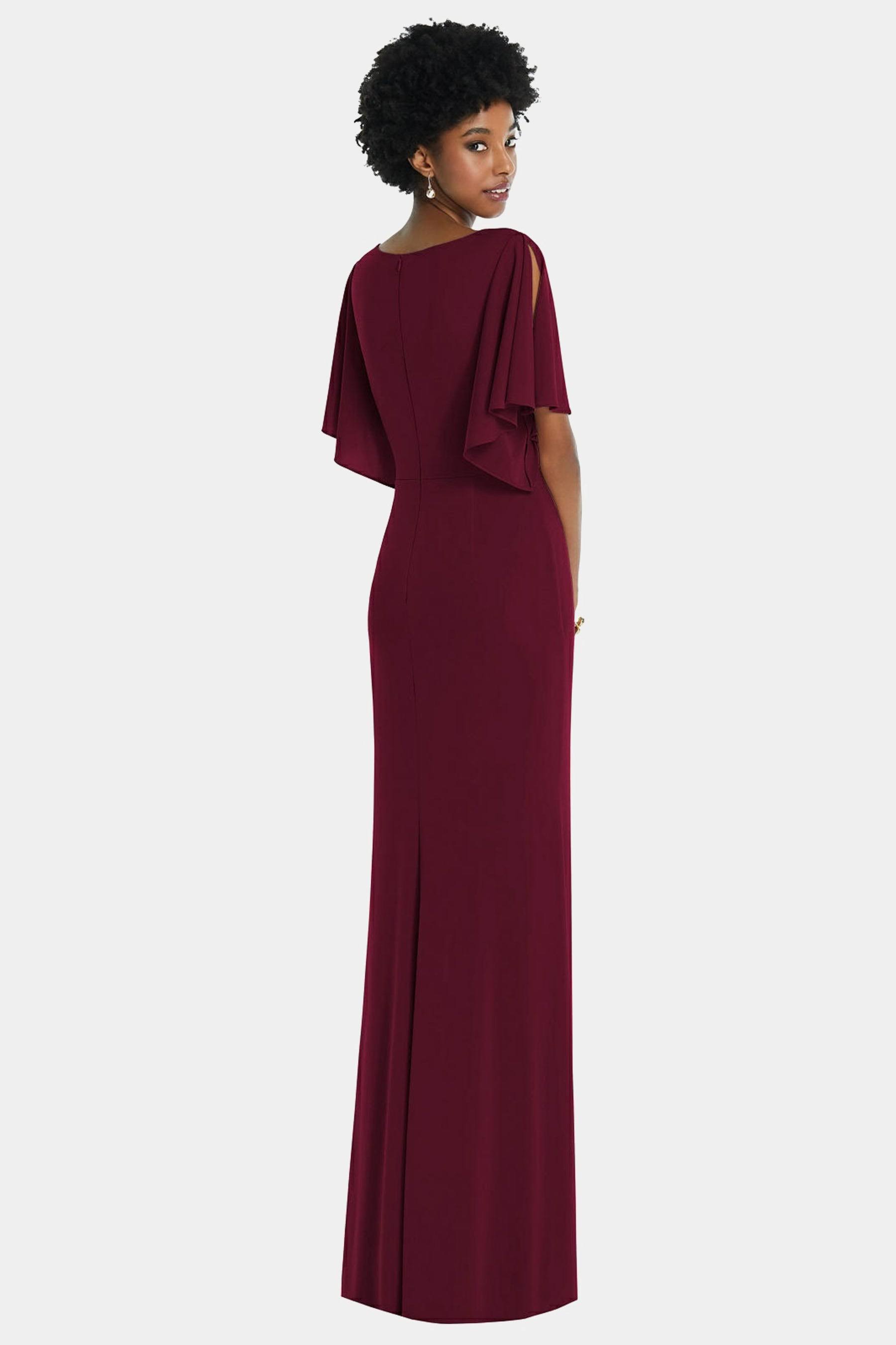 Dessy Collection Faux Wrap Split Sleeve Maxi Dress With Cascade Skirt - 3107 - Black - S X0_GYBTXLQ8 Dessy Collection Faux Wrap Split Sleeve Maxi Dress With Cascade Skirt - 3107 - Black - S X0_GYBTXLQ8