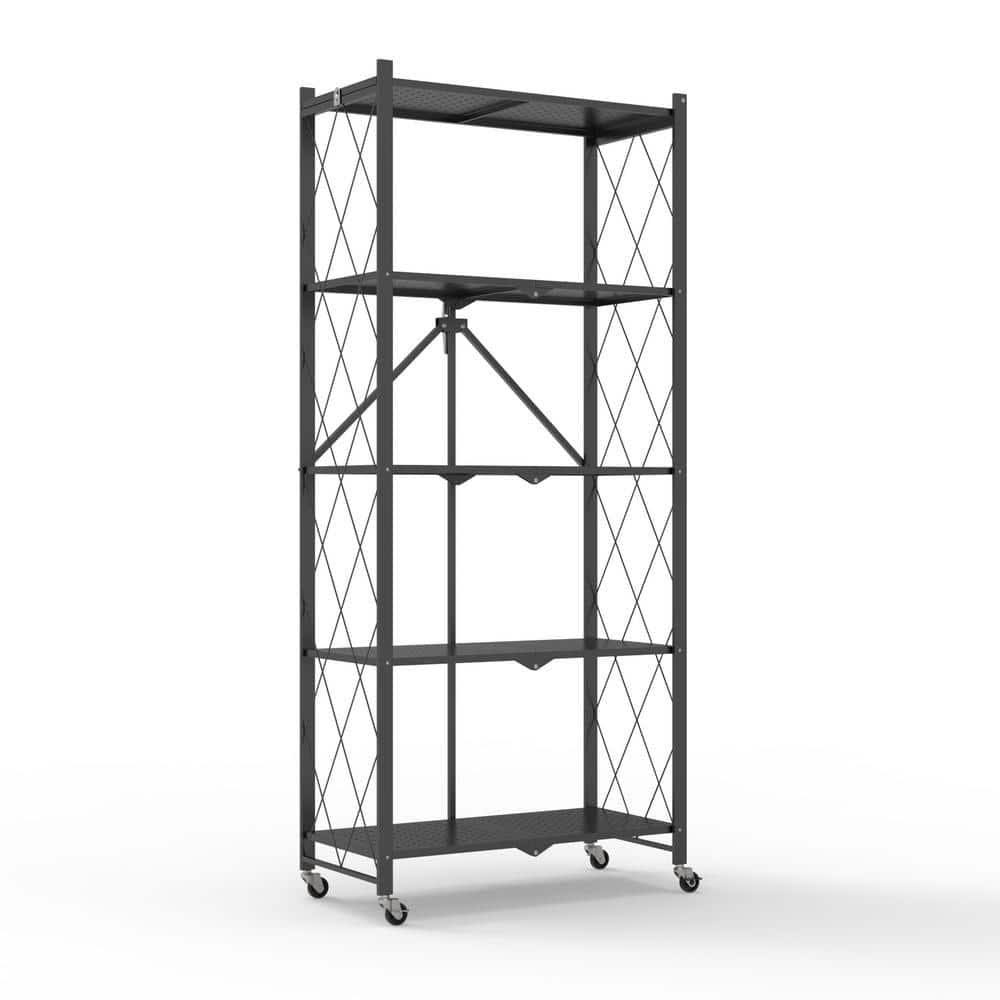 Fufu&Gaga 64.3 In. H White Metal 10-Shelf Freestanding Standard Bookcase Foldable Metal Shelf Shelving Unit With Wheels SN_4DSD0N77 Fufu&Gaga 64.3 In. H White Metal 10-Shelf Freestanding Standard Bookcase Foldable Metal Shelf Shelving Unit With Wheels SN_4DSD0N77