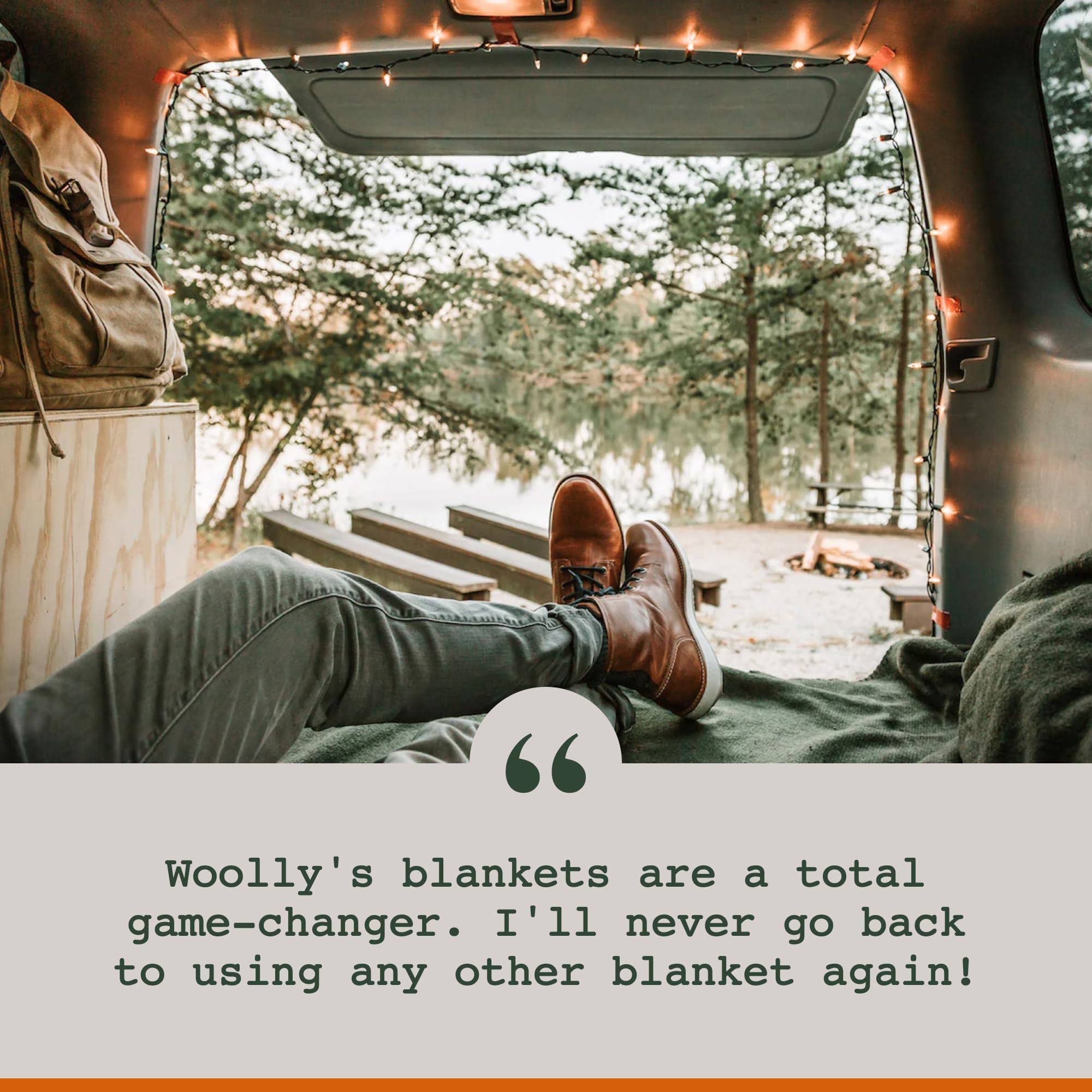 Woolly Mammoth Woolen Co. | Extra Large Merino Wool Camp Blanket | Perfect Outdoor Gear | Bedroll For Bushcraft, Camping, Trekking, Hiking, Survival 2B_2QVR32YC