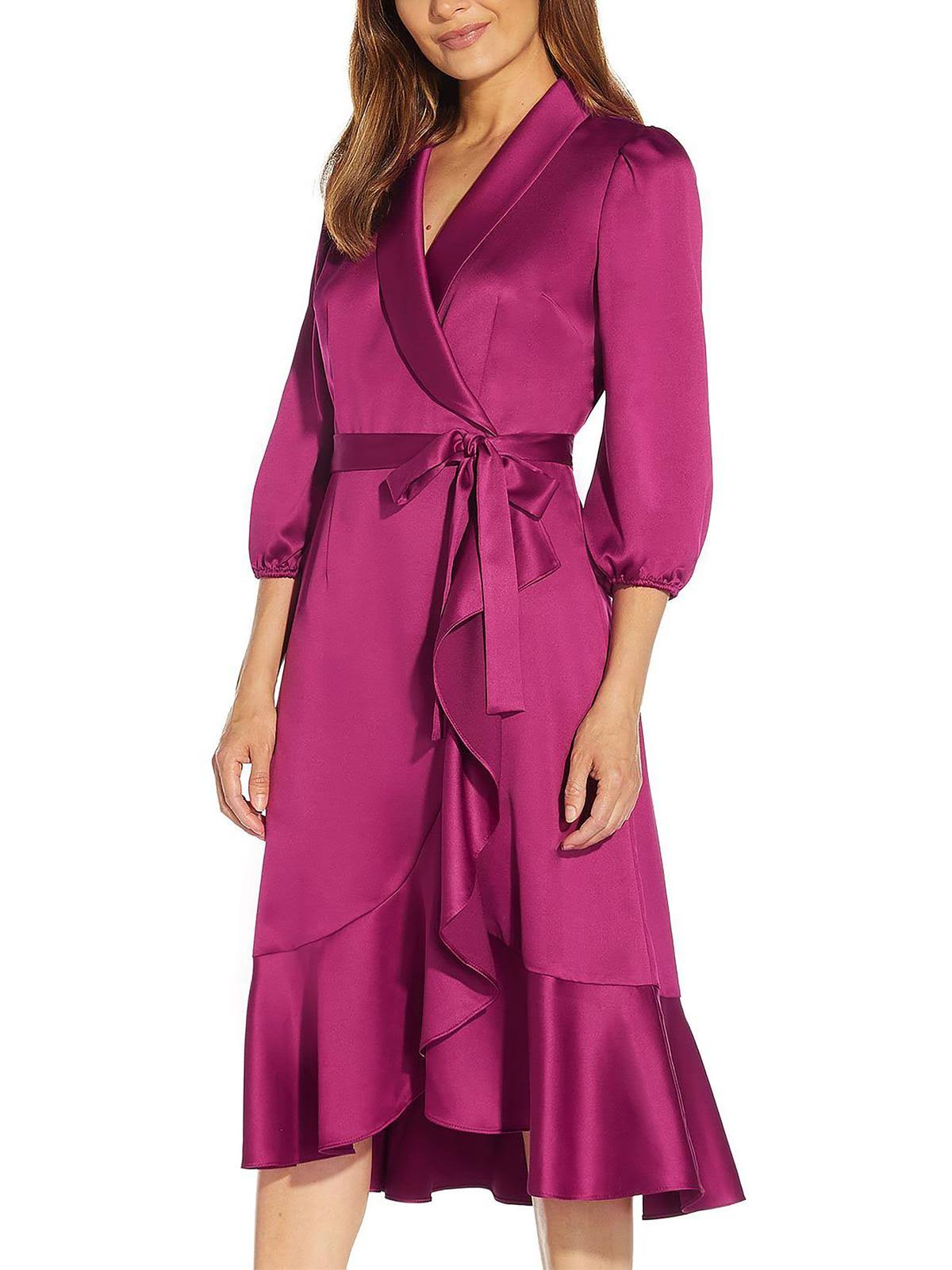 Adrianna Papell Women's Satin Crepe Wrap Dress - Red Plum - 10 VV_FQ0VSIHY Adrianna Papell Women's Satin Crepe Wrap Dress - Red Plum - 10 VV_FQ0VSIHY