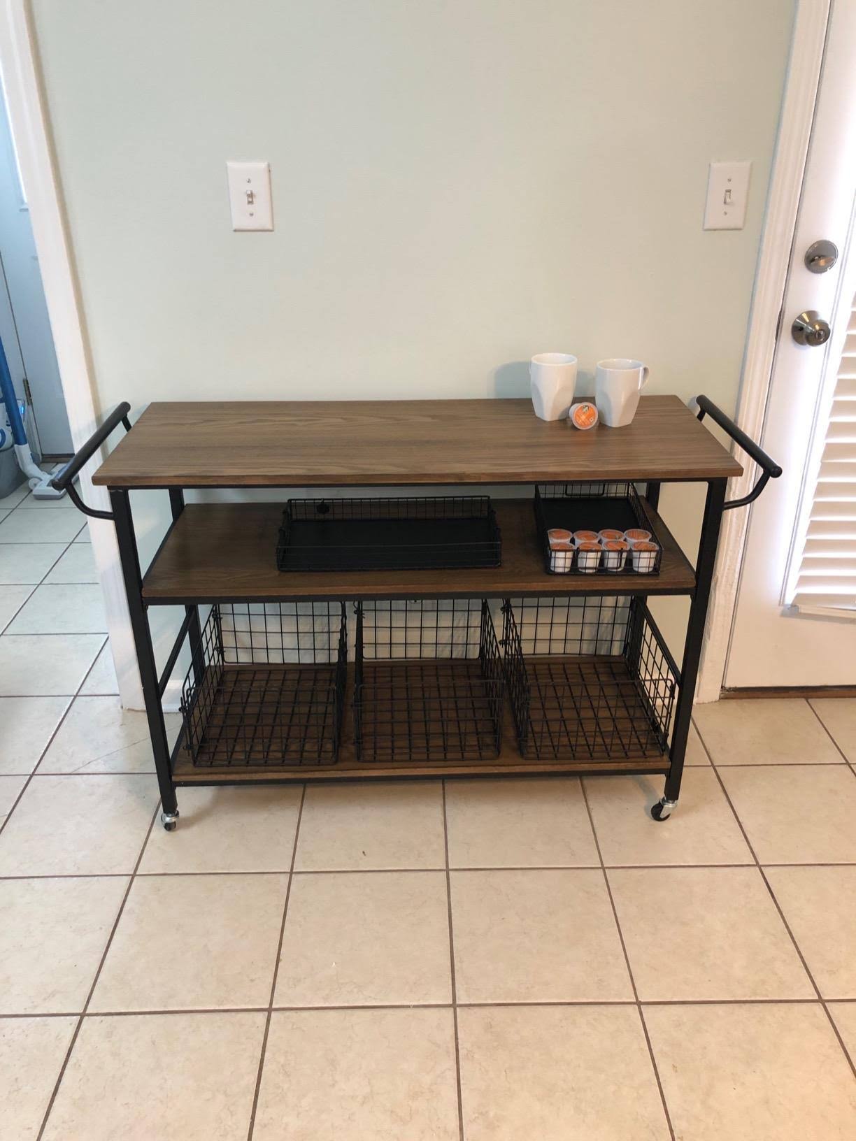 Baxton Studio Lancashire Wood And Metal Kitchen Cart, Brown OO_U9IOJYCX