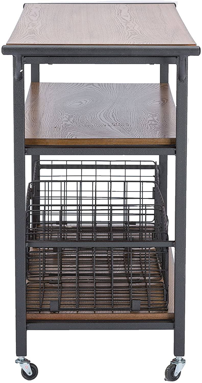 Baxton Studio Lancashire Wood And Metal Kitchen Cart, Brown OO_U9IOJYCX