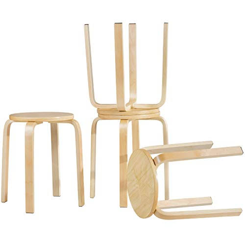 Costway Set Of 4 17-Inch Bentwood Stools Stacking Home Room Furniture Decor, Brown GV_3I6TTTJ2 Costway Set Of 4 17-Inch Bentwood Stools Stacking Home Room Furniture Decor, Brown GV_3I6TTTJ2