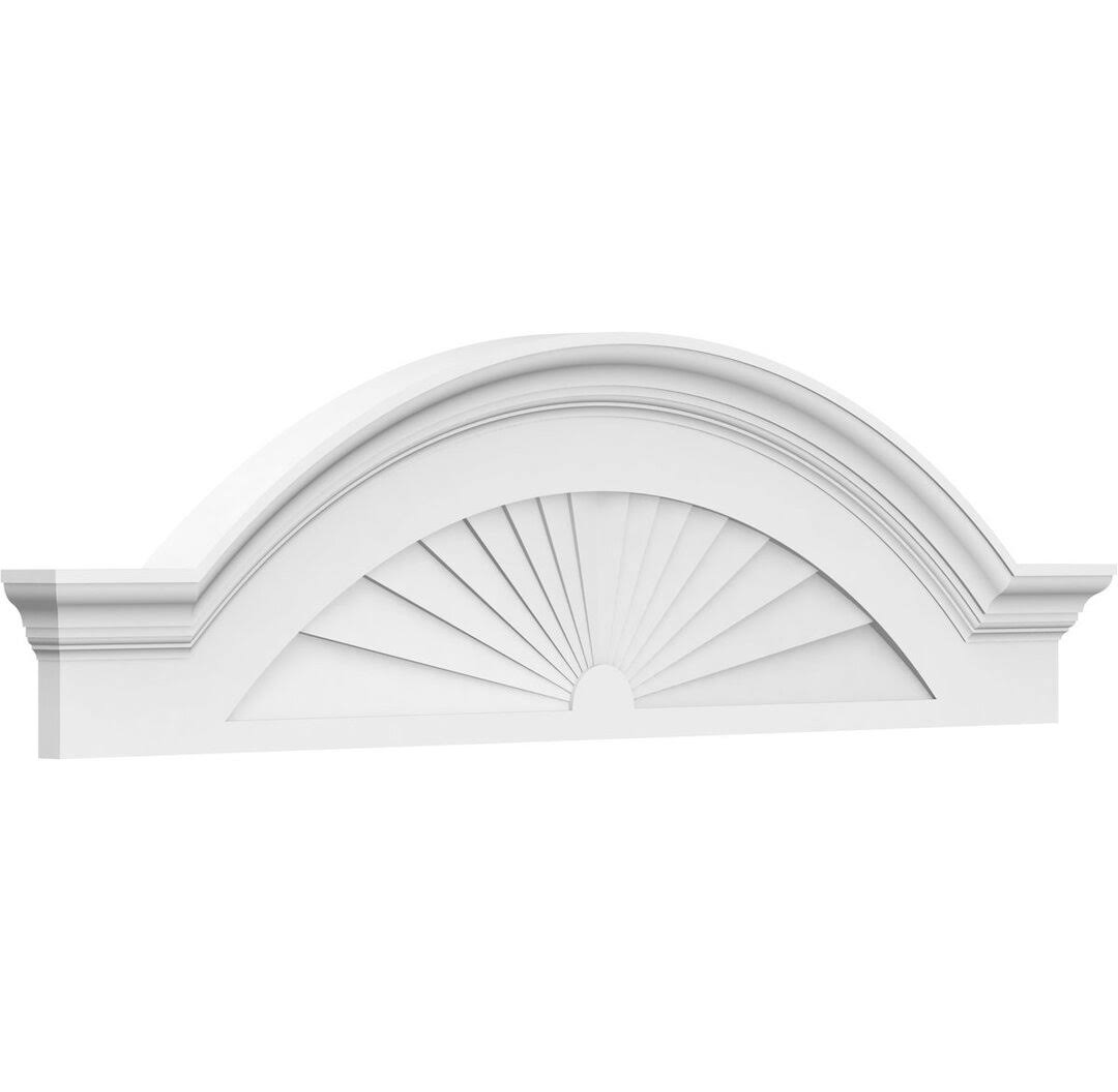 Ekena Millwork Pedps024x070sgf01 24W X 7H X 2-1/2P Segment Arch W/ Flankers Sunburst Architectural Grade Pvc Pediment XP_N39BIMLT