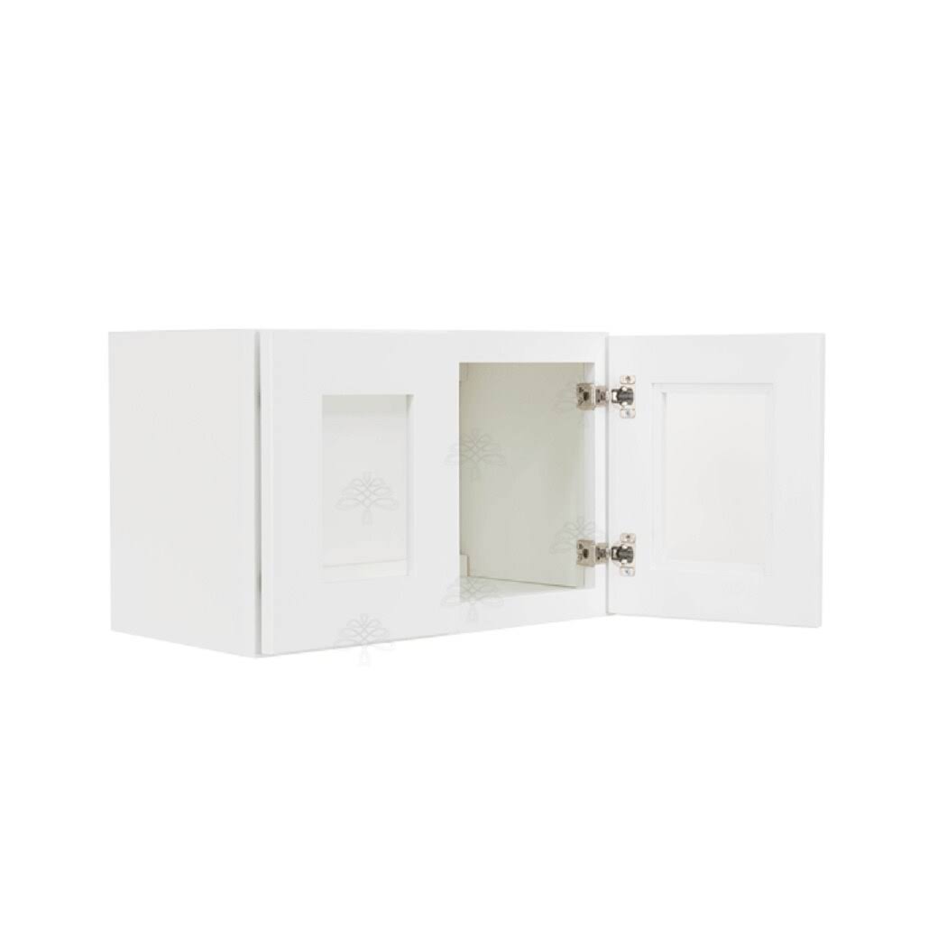 Lifeart Cabinetry Lancaster White Plywood Shaker Stock Assembled Wall Glass Door Kitchen Cabinet 30 In. W X 15 In. H X 12 In. D UU_UDU0CY1O