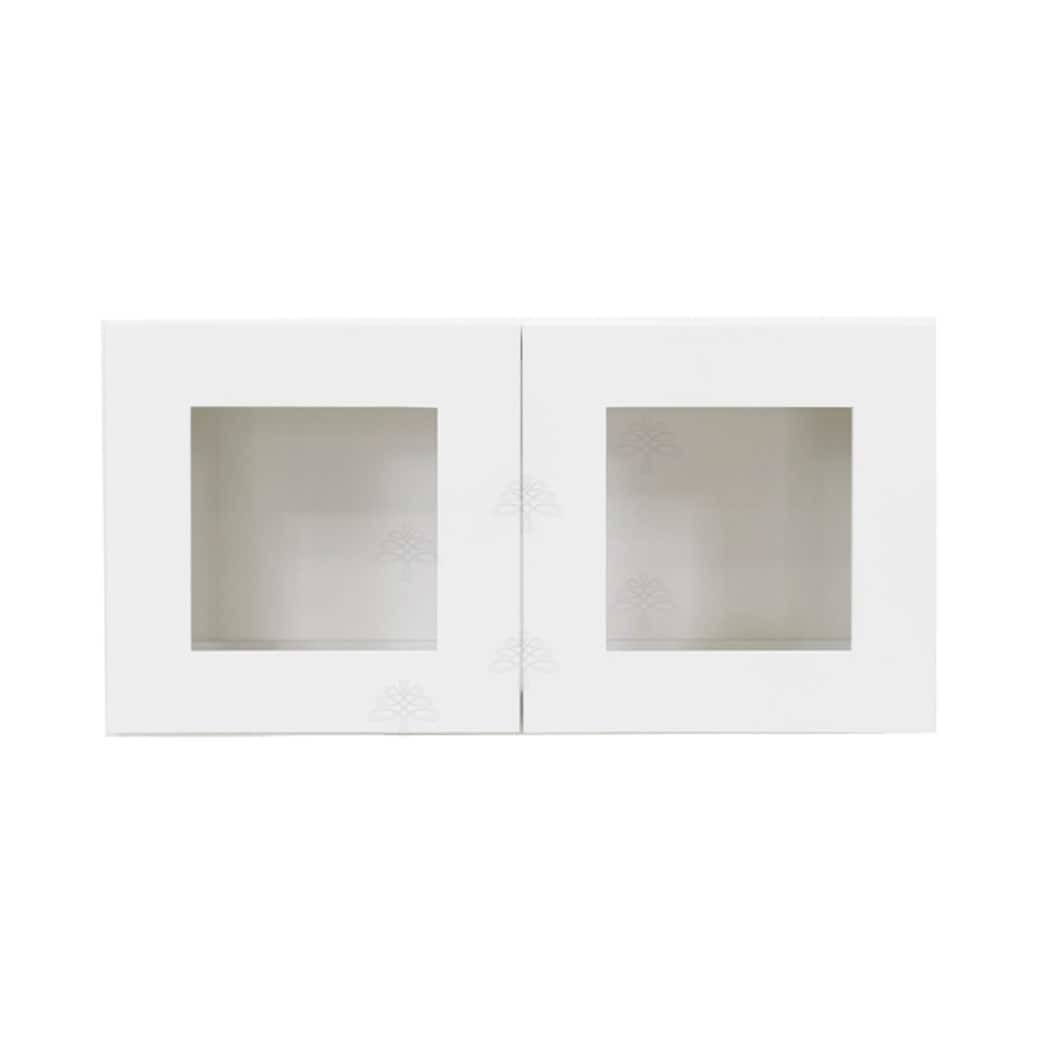 Lifeart Cabinetry Lancaster White Plywood Shaker Stock Assembled Wall Glass Door Kitchen Cabinet 30 In. W X 15 In. H X 12 In. D UU_UDU0CY1O