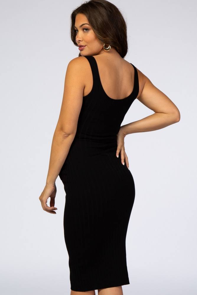 Pinkblush Maternity Black Sleeveless Ribbed Maternity Dress GA_SMCBXXZD Pinkblush Maternity Black Sleeveless Ribbed Maternity Dress GA_SMCBXXZD