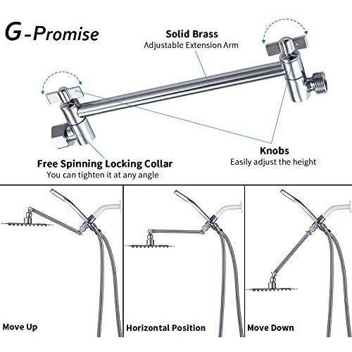 G-Promise All Metal Dual Square Shower Head Combo | 8' Rain Shower Head | Handh IE_YEYR15JD