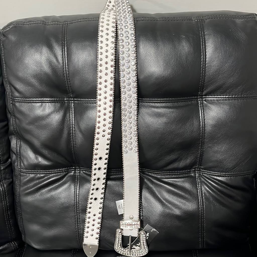 Industrial Indigo Rhinestone Belt - White 38, Men's 5W_QSJVRMQG