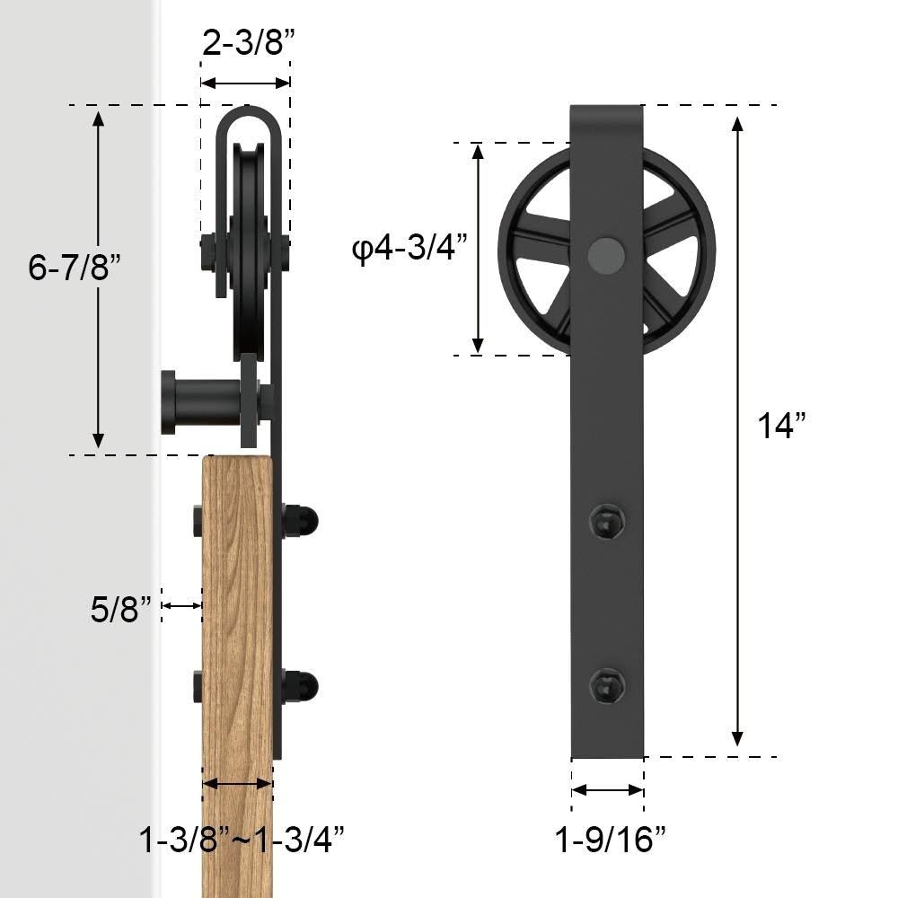 Winsoon 4-12 Ft Sliding Barn Door Hardware Track Kit For Double Doors Big Spoke Rollers - 6ft WA_EVGDQ6DB