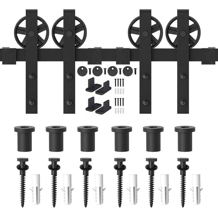 Winsoon 4-12 Ft Sliding Barn Door Hardware Track Kit For Double Doors Big Spoke Rollers - 6ft WA_EVGDQ6DB Winsoon 4-12 Ft Sliding Barn Door Hardware Track Kit For Double Doors Big Spoke Rollers - 6ft WA_EVGDQ6DB