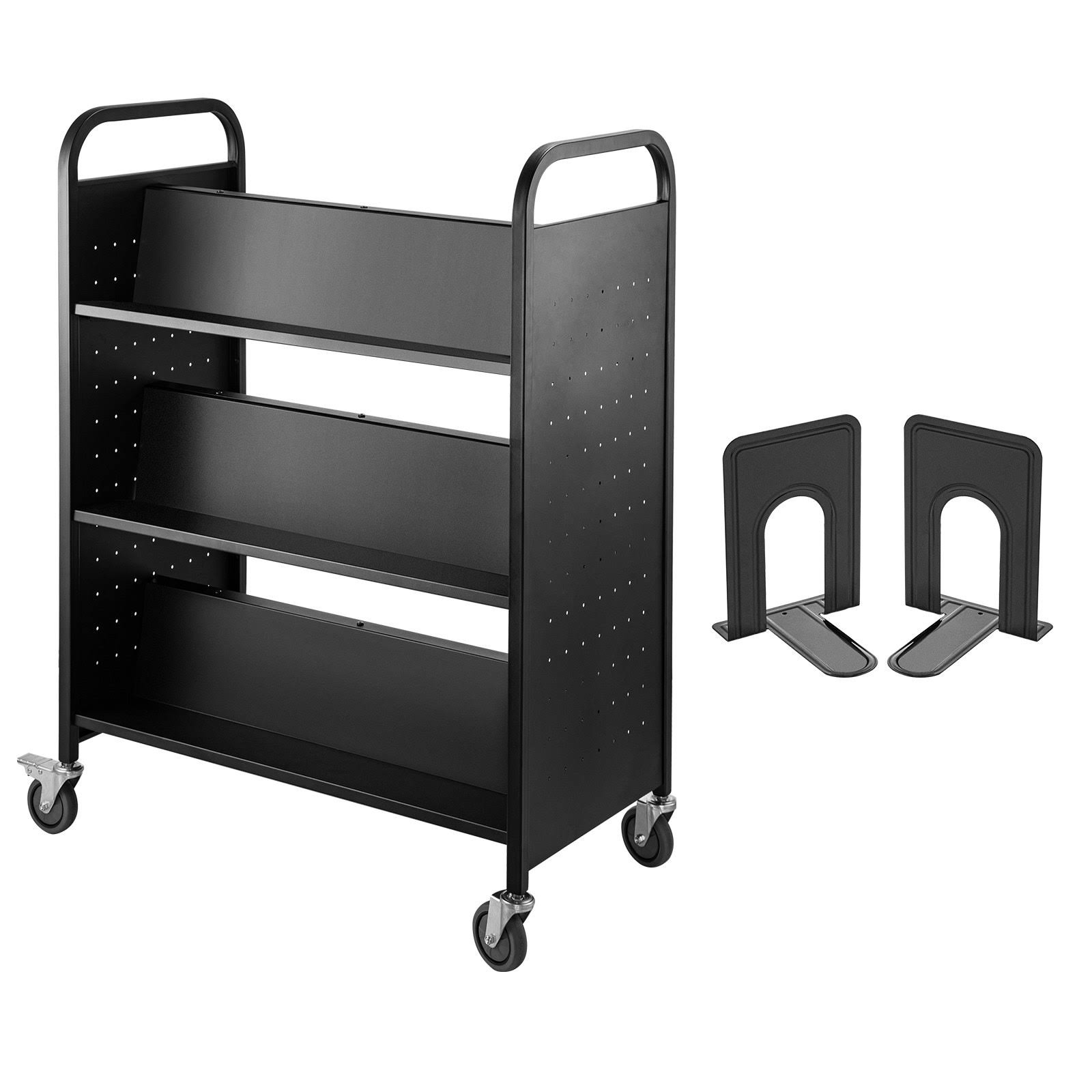 Vevor Book Cart Library Cart 200lb With Double Sided W-Shaped Sloped Shelves Black Tsgtcscwxsmhs0001v0 XN_H2O55M8A Vevor Book Cart Library Cart 200lb With Double Sided W-Shaped Sloped Shelves Black Tsgtcscwxsmhs0001v0 XN_H2O55M8A