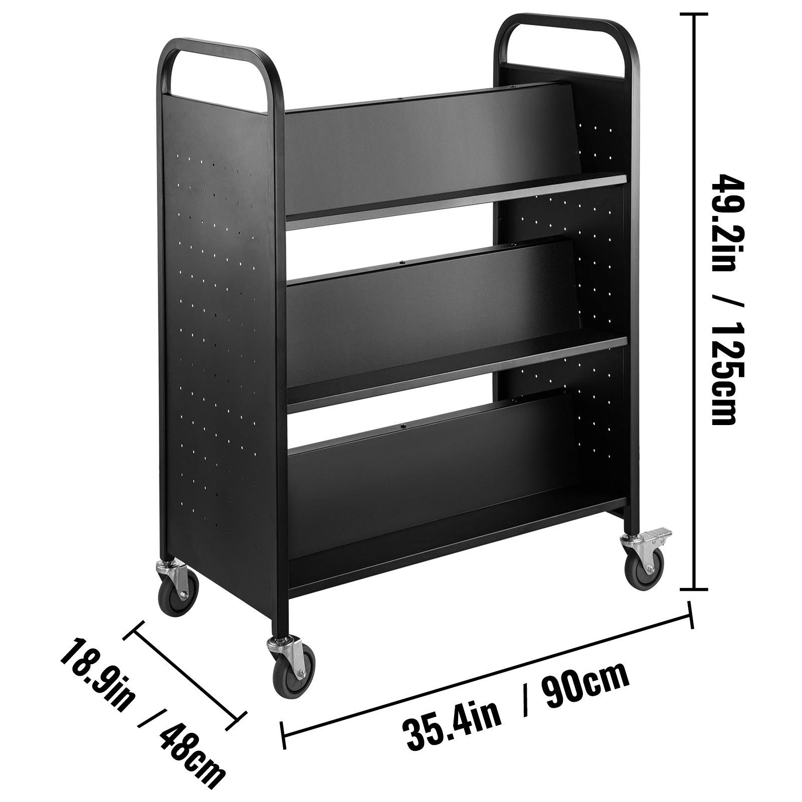 Vevor Book Cart Library Cart 200lb With Double Sided W-Shaped Sloped Shelves Black Tsgtcscwxsmhs0001v0 XN_H2O55M8A Vevor Book Cart Library Cart 200lb With Double Sided W-Shaped Sloped Shelves Black Tsgtcscwxsmhs0001v0 XN_H2O55M8A
