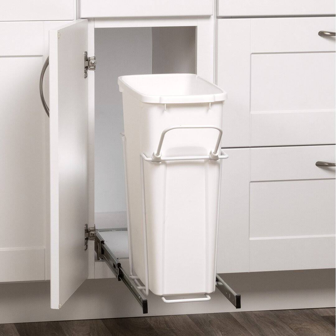 Knape & Vogt Rs-Psw9-1-20-W 17 In. H X 8 In. W X D Steel In-Cabinet 20 Qt. Single White Pull Out Trash Can OV_YBFDMOTL Knape & Vogt Rs-Psw9-1-20-W 17 In. H X 8 In. W X D Steel In-Cabinet 20 Qt. Single White Pull Out Trash Can OV_YBFDMOTL