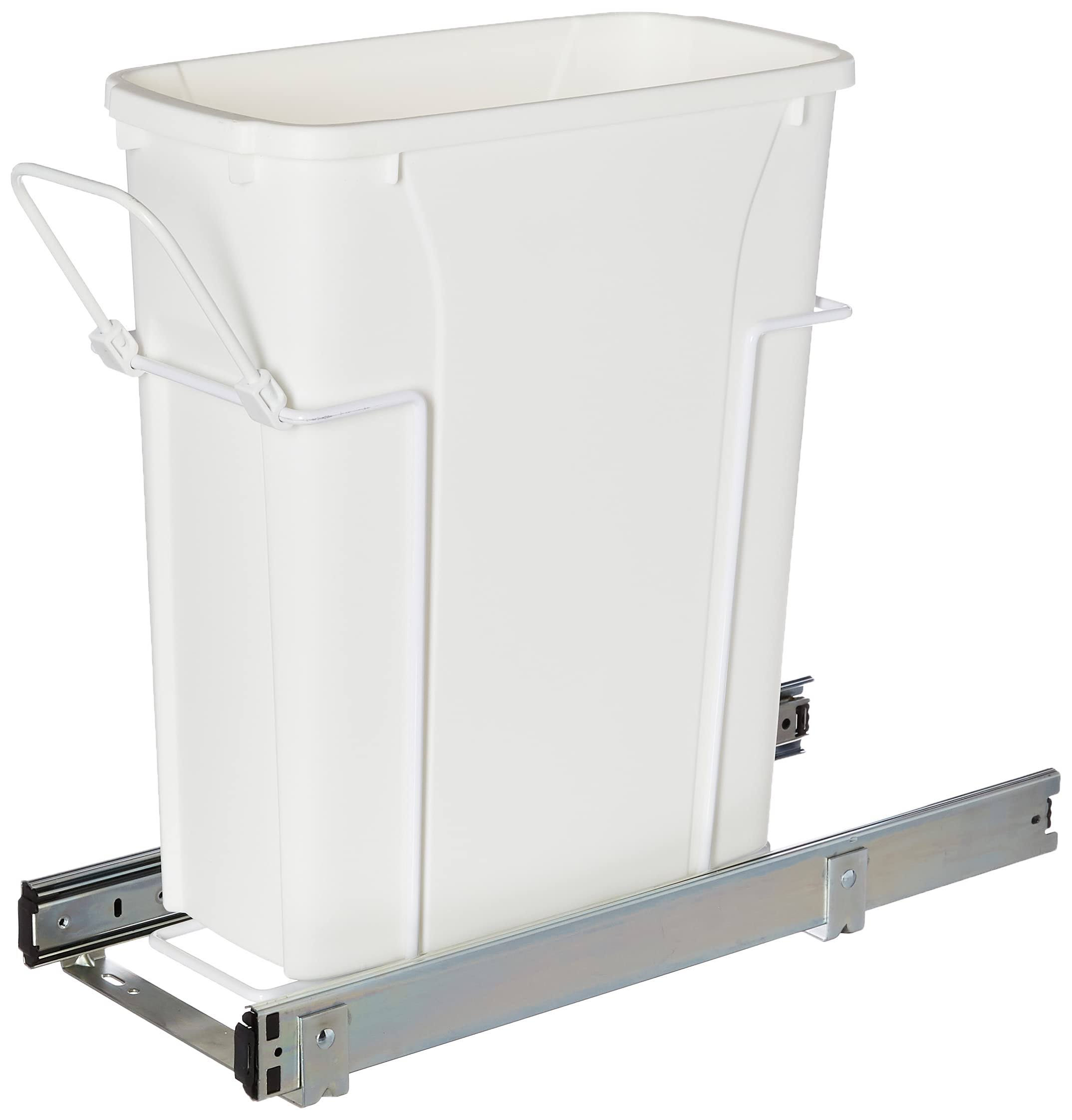 Knape & Vogt Rs-Psw9-1-20-W 17 In. H X 8 In. W X D Steel In-Cabinet 20 Qt. Single White Pull Out Trash Can OV_YBFDMOTL Knape & Vogt Rs-Psw9-1-20-W 17 In. H X 8 In. W X D Steel In-Cabinet 20 Qt. Single White Pull Out Trash Can OV_YBFDMOTL