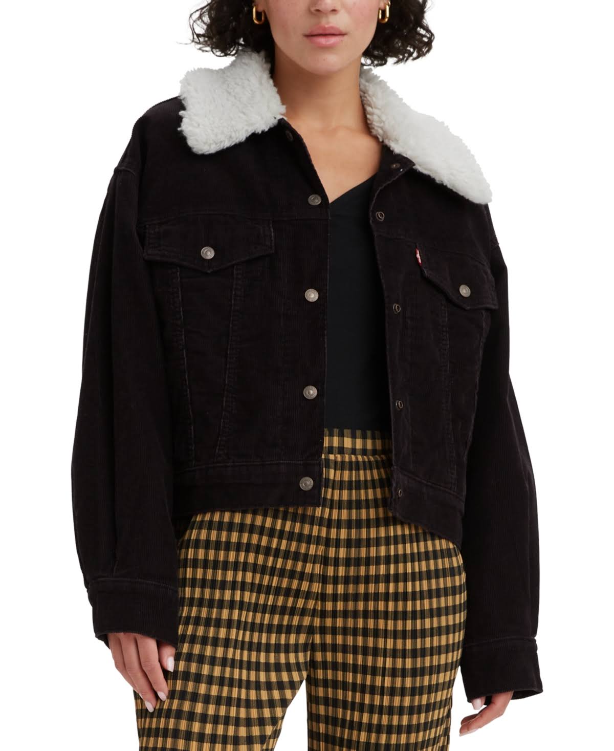 Levi's Women's Sherpa Baby Baggy Trucker Jacket - Black Agate Corduroy Xl UE_RQ42W2DA Levi's Women's Sherpa Baby Baggy Trucker Jacket - Black Agate Corduroy Xl UE_RQ42W2DA