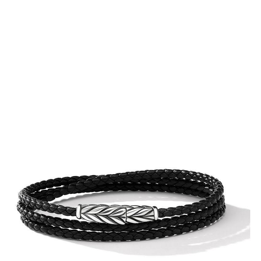 David Yurman Men's Chevron Triple Wrap Black Leather Bracelet EJ_YDNZLQJ2 David Yurman Men's Chevron Triple Wrap Black Leather Bracelet EJ_YDNZLQJ2