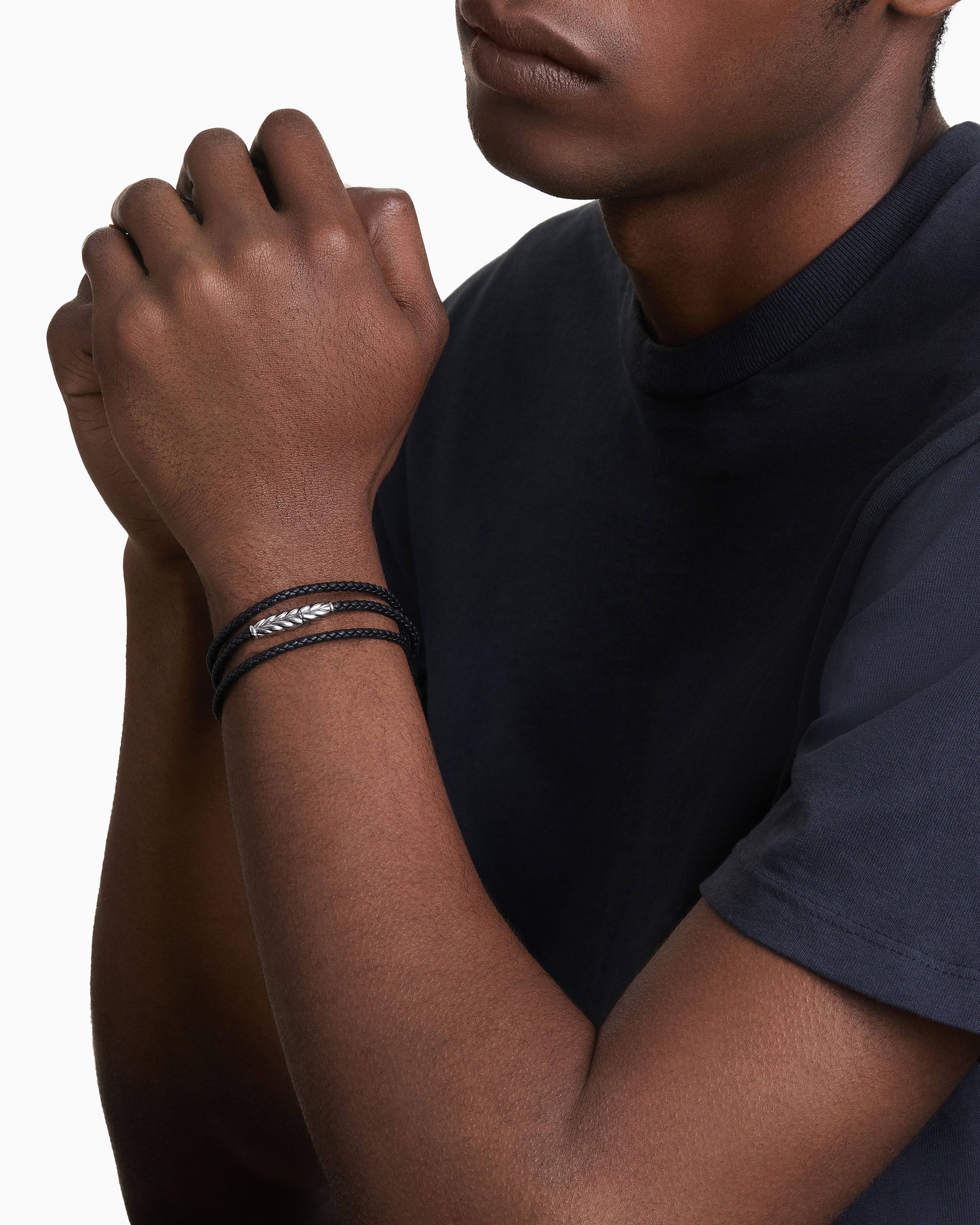 David Yurman Men's Chevron Triple Wrap Black Leather Bracelet EJ_YDNZLQJ2 David Yurman Men's Chevron Triple Wrap Black Leather Bracelet EJ_YDNZLQJ2
