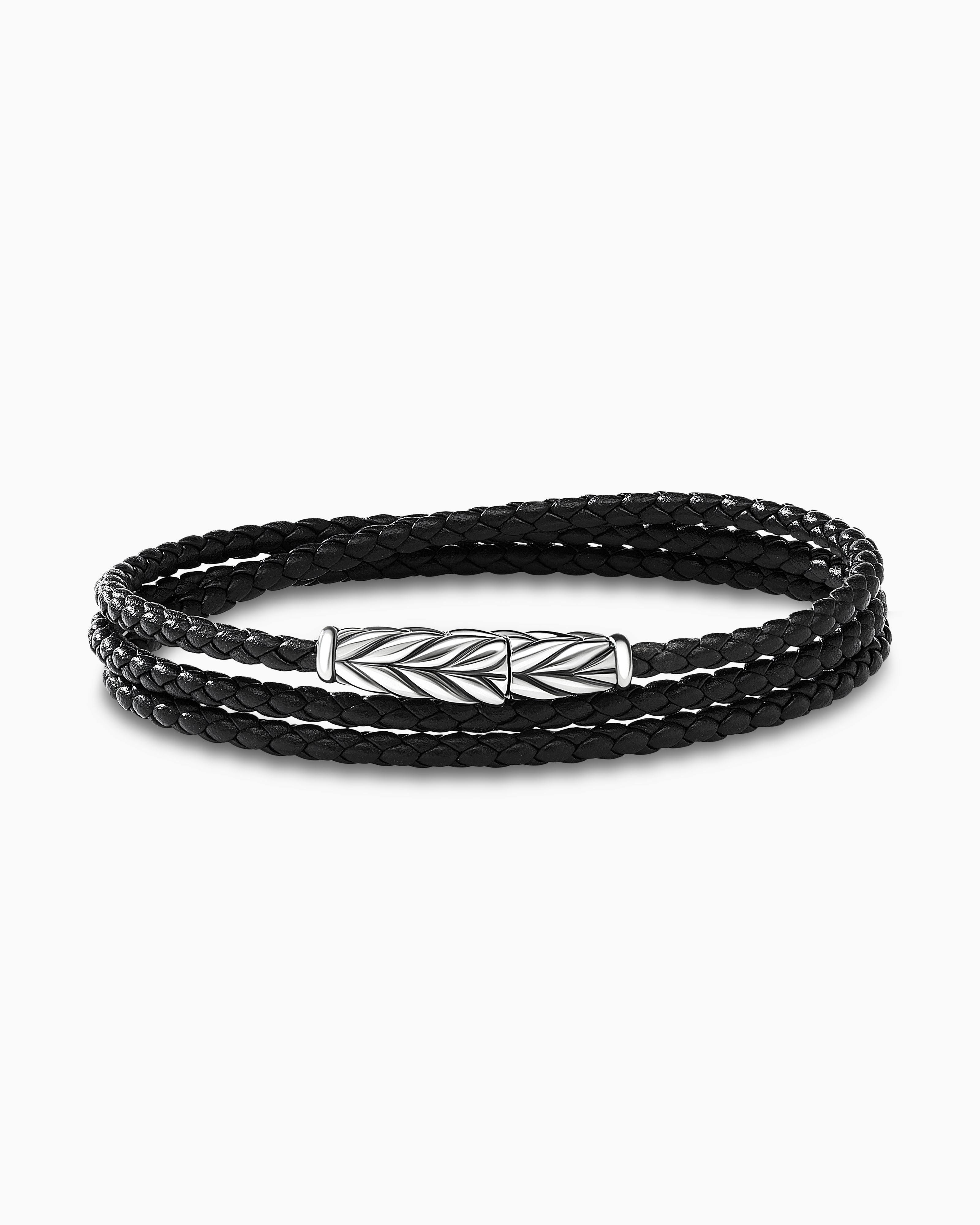 David Yurman Men's Chevron Triple Wrap Black Leather Bracelet EJ_YDNZLQJ2 David Yurman Men's Chevron Triple Wrap Black Leather Bracelet EJ_YDNZLQJ2