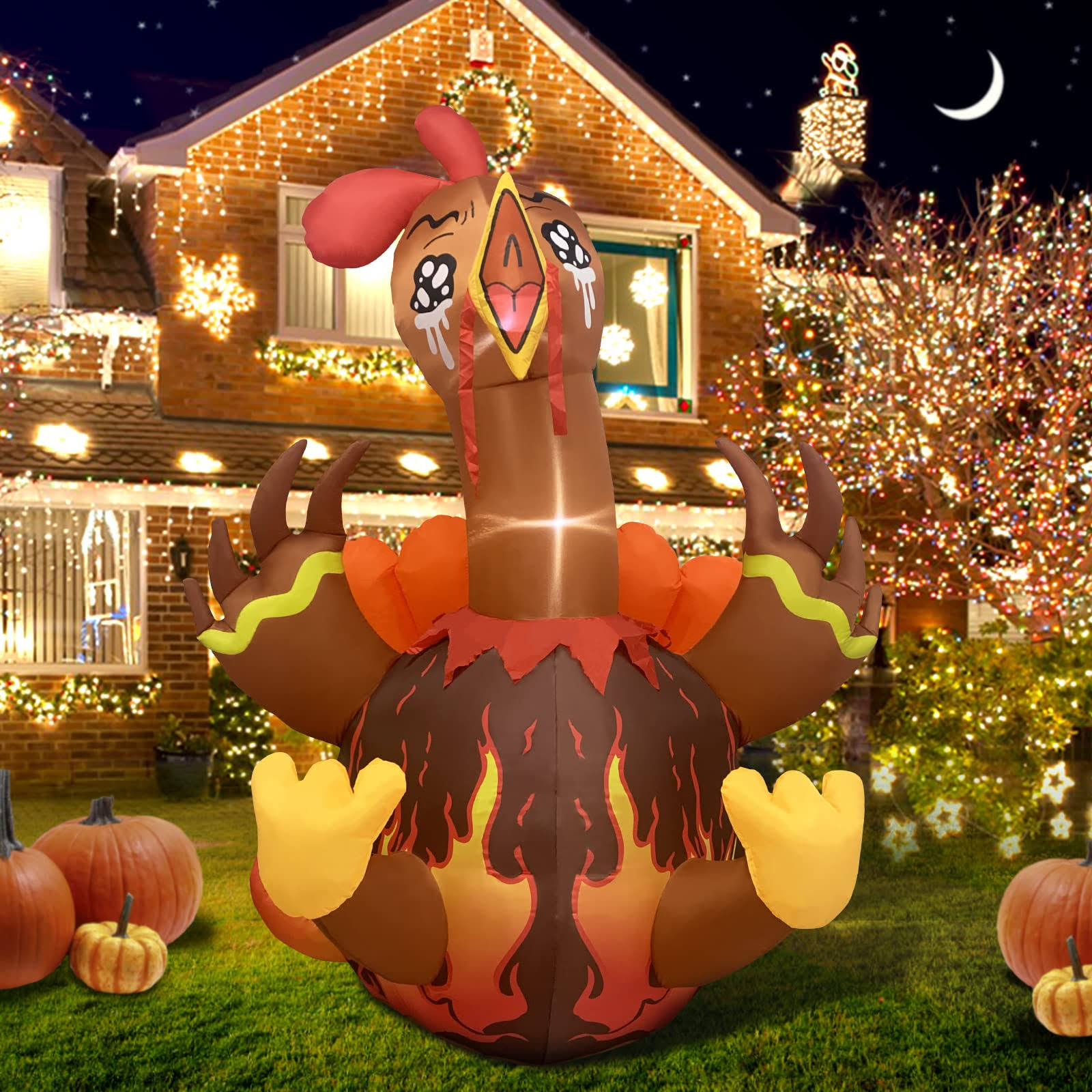 Hopoco 8 Ft Height Thanksgiving Inflatables Decorations Outdoor, Inflatable Turkey Lawn Decoration With Led Lights Built-In, Blow Up Yard AU_5X4N2FIC Hopoco 8 Ft Height Thanksgiving Inflatables Decorations Outdoor, Inflatable Turkey Lawn Decoration With Led Lights Built-In, Blow Up Yard AU_5X4N2FIC