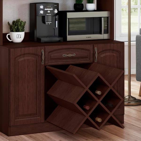 Living Skog Galiano 73 In. Espresso Pantry Buffet With Hutch With Wine Rack And Drawer, Brown CZ_PIMJRQWZ