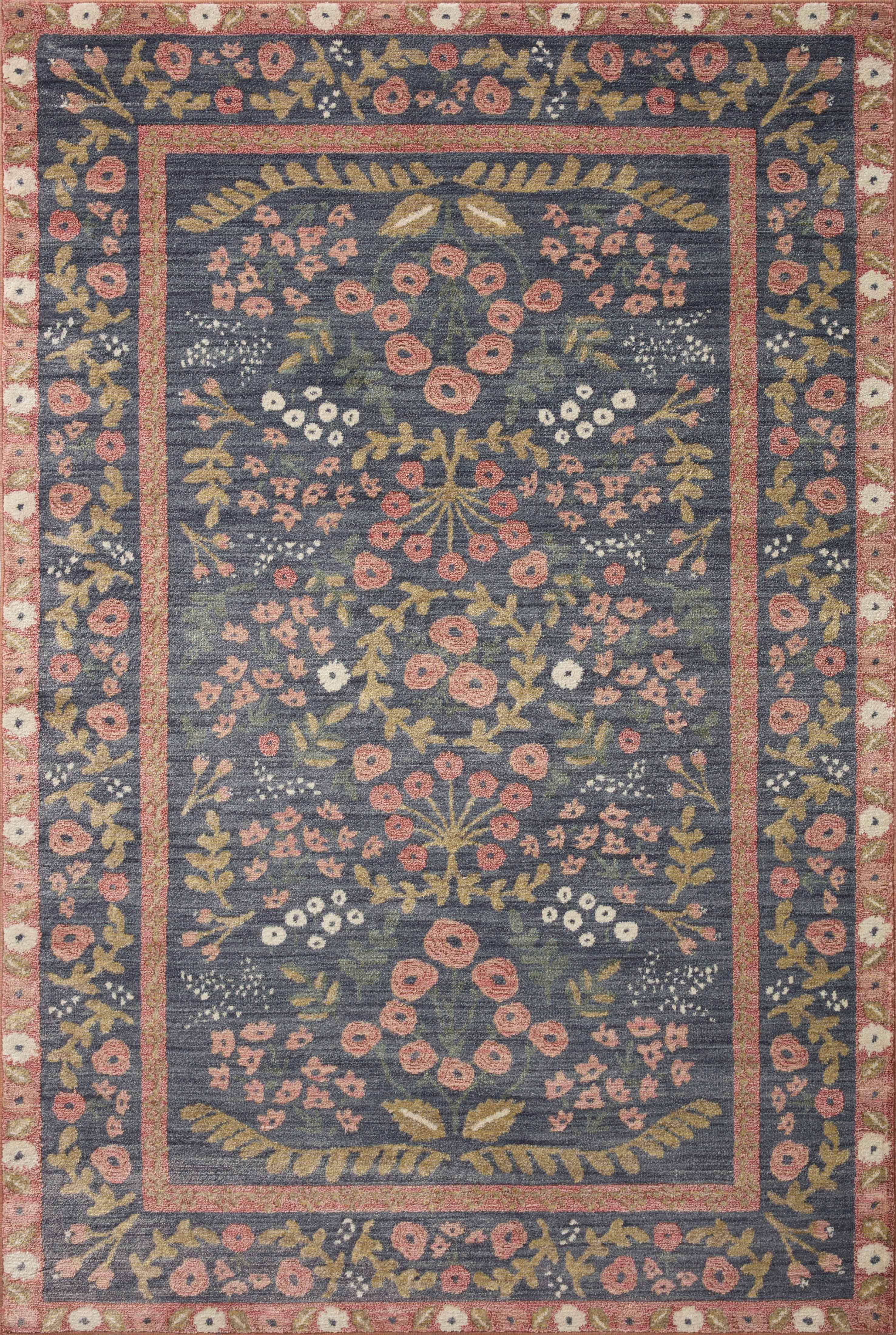 Loloi Rifle Paper Fiore Fio-01 Rug, Slate / Sage / 3'2 Round FV_2GGRIFV5 Loloi Rifle Paper Fiore Fio-01 Rug, Slate / Sage / 3'2 Round FV_2GGRIFV5