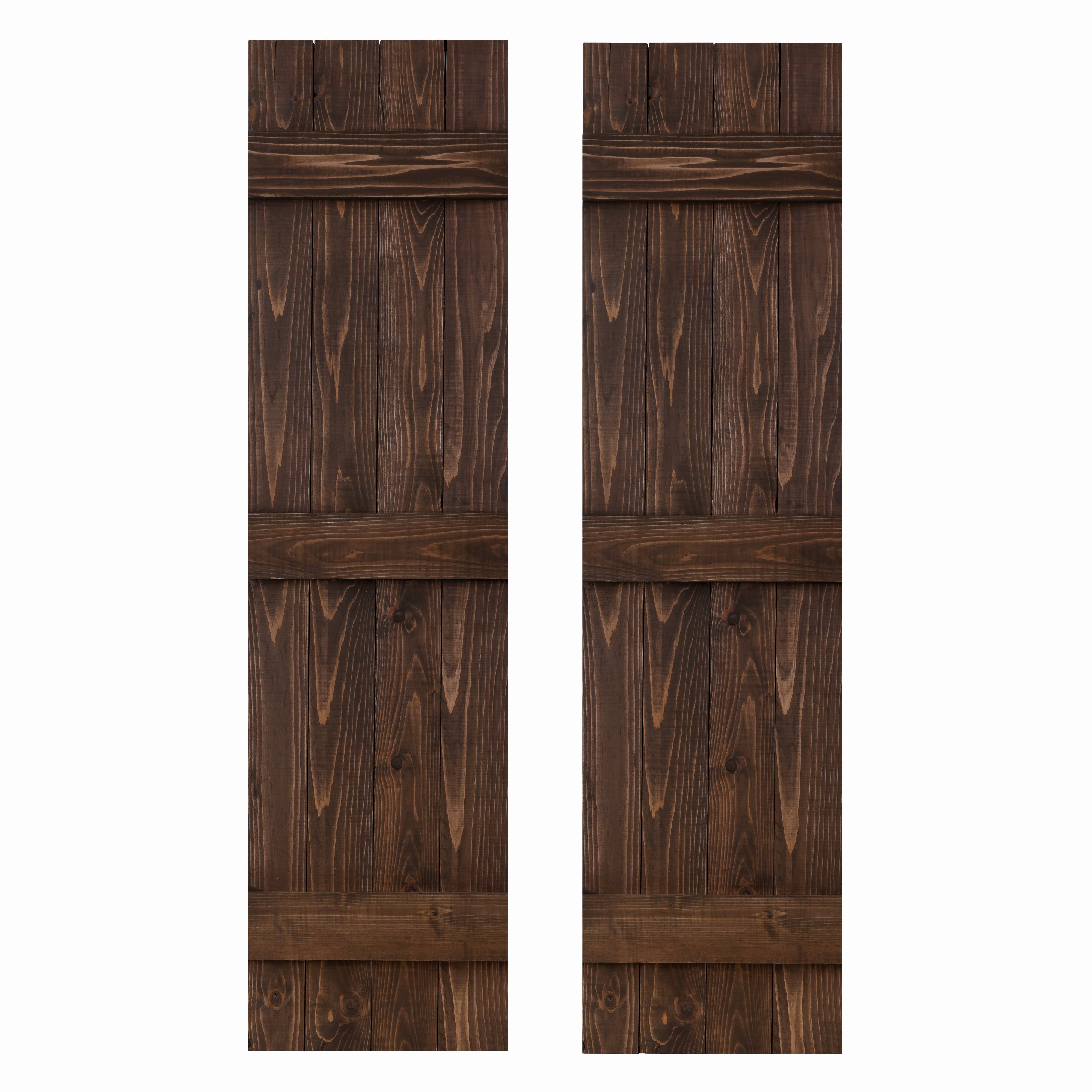 Dogberry 14 In. X 48 In. Coffee Brown Traditional Board & Batten Exterior Shutters Pair IF_ATZRJDMB Dogberry 14 In. X 48 In. Coffee Brown Traditional Board & Batten Exterior Shutters Pair IF_ATZRJDMB
