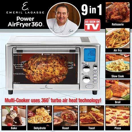 Emeril Lagasse Power Air Fryer Oven 360 2020 Model Special Edition 9-In-1 Multi Cooker Free Emerilas Recipe Book Included Digital Display, Slick W5_MAWGCU8L