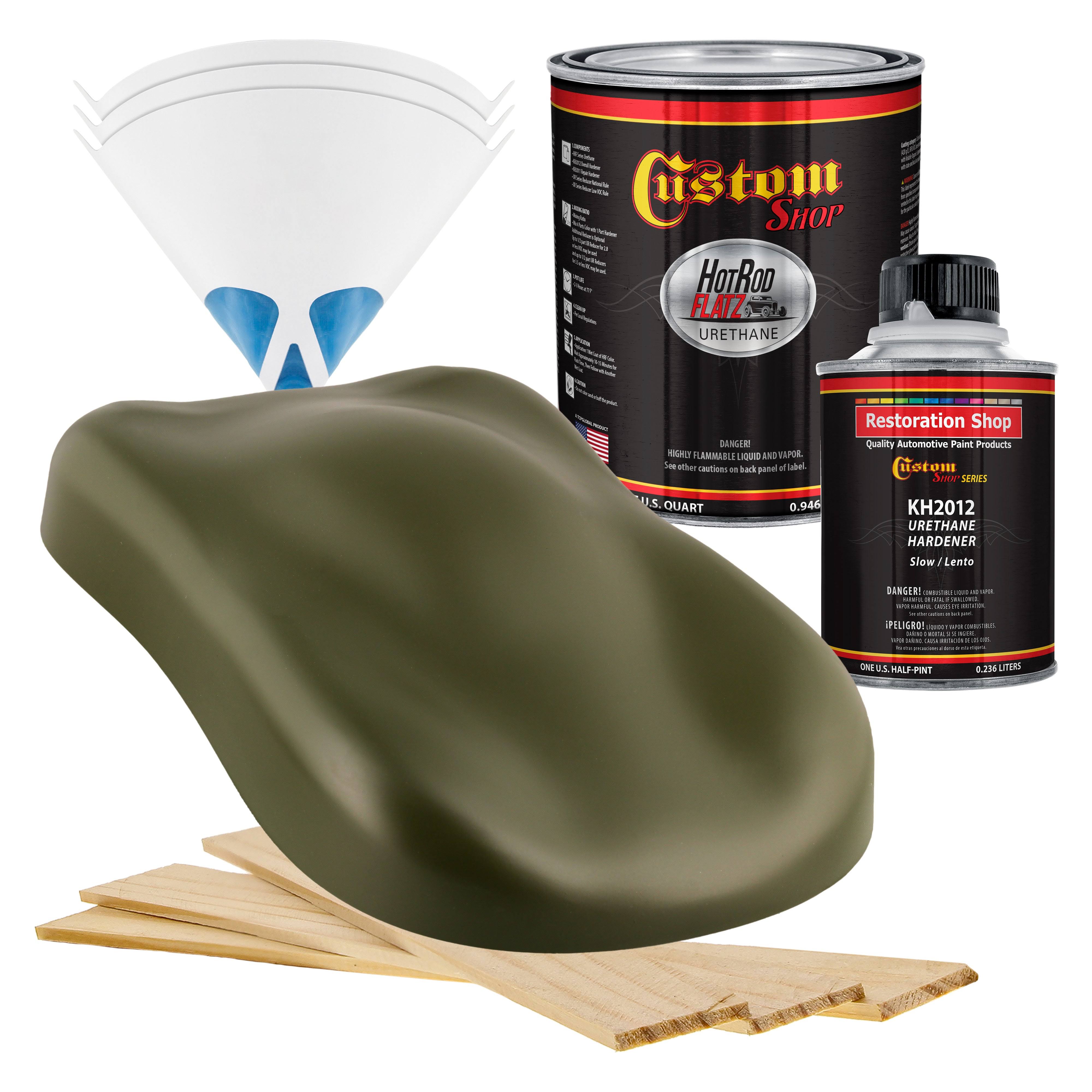 Olive Drab Green - Hot Rod Flatz By Custom Shop Urethane Automotive Flat Matte Car Paint, 1 Quart Kit XB_EBOUJW51