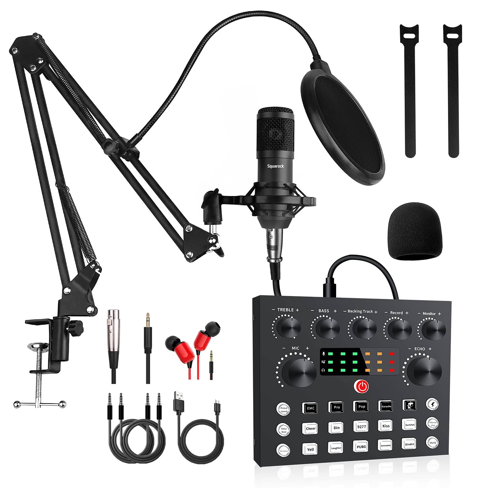 Podcast Equipment Bundle,Audio Interface With All-In-One Dj Mixer And Studio Broadcast Microphone, Perfect For Recording,Live Streaming,Gaming P5_VHACAVLG