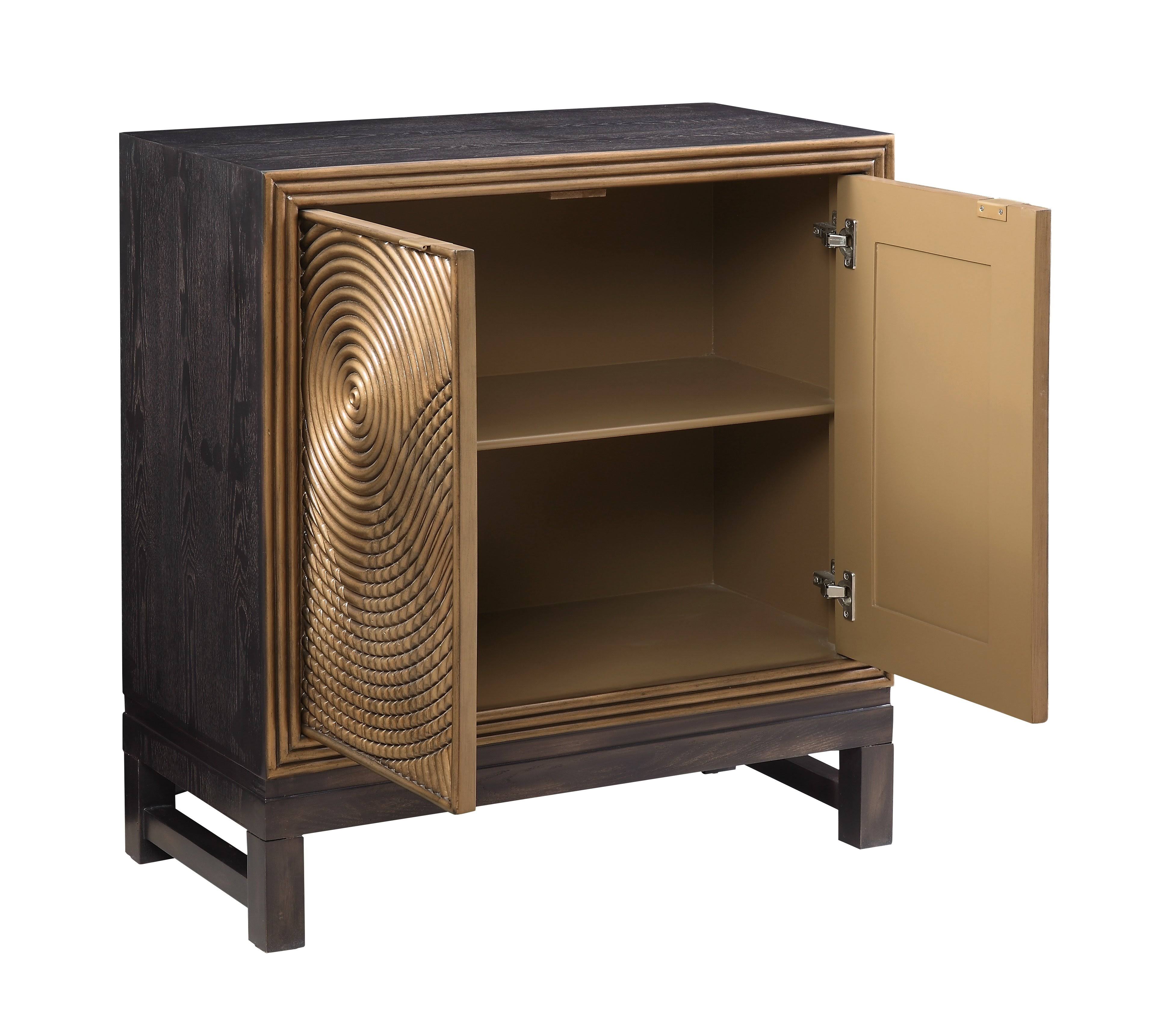 Coast To Coast Imports Zin Gold And Black Two Door Wood Cabinet BR_EZXEBINQ