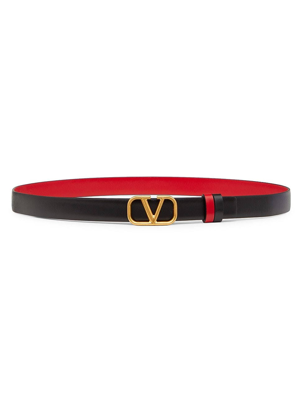 Valentino Garavani Women's Reversible Vlogo Leather Belt - Black Red - Size Medium UW_JCF7OL7P