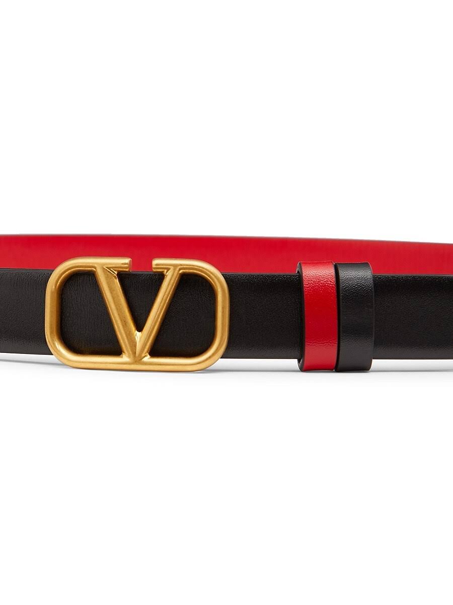 Valentino Garavani Women's Reversible Vlogo Leather Belt - Black Red - Size Medium UW_JCF7OL7P