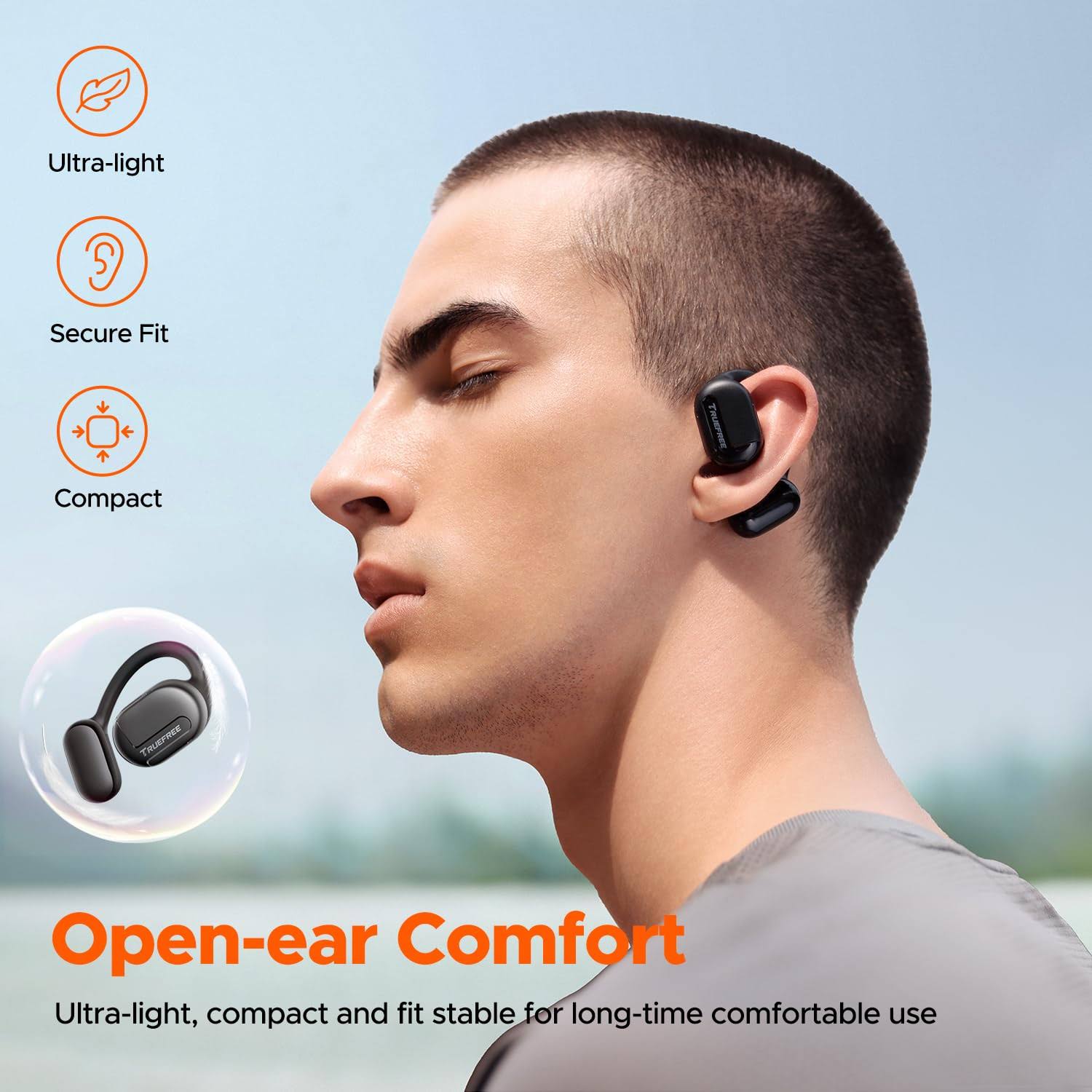 Truefree O1 Open Ear Headphones Bluetooth 5.3 Wireless Open Ear Earbuds With 16.2mm Driver, Immersive Stereo Sound, Noise-Cancellation Mic For Clear KM_S5RMO69M Truefree O1 Open Ear Headphones Bluetooth 5.3 Wireless Open Ear Earbuds With 16.2mm Driver, Immersive Stereo Sound, Noise-Cancellation Mic For Clear KM_S5RMO69M