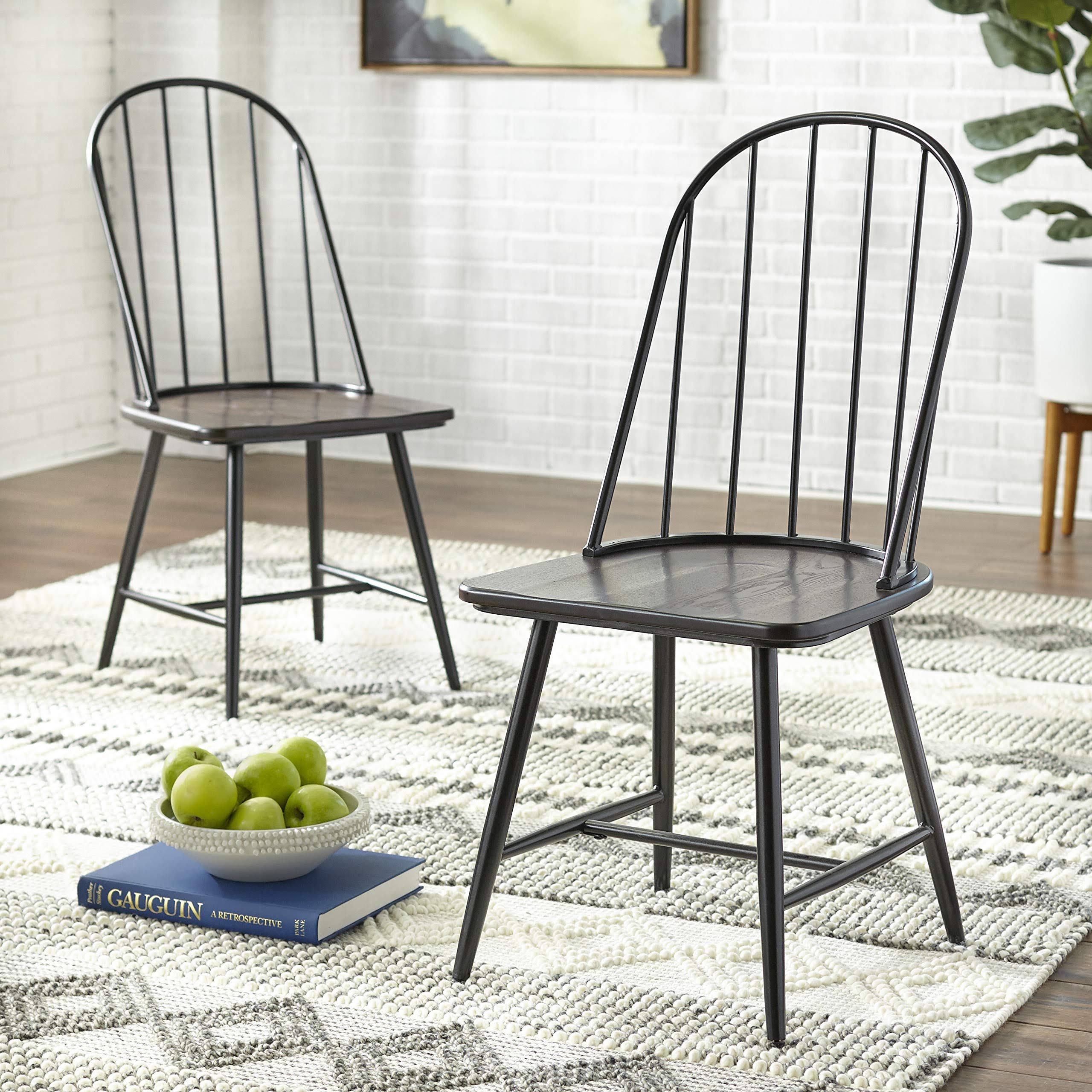 Windsor Mixed Media Dining Chair, Set Of 2, Black/Espresso HG_OS7WRFTB Windsor Mixed Media Dining Chair, Set Of 2, Black/Espresso HG_OS7WRFTB