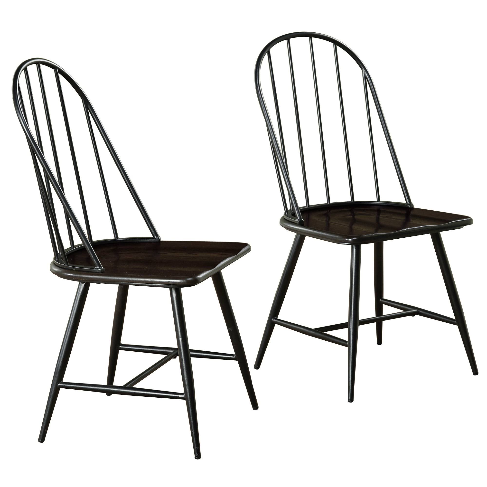 Windsor Mixed Media Dining Chair, Set Of 2, Black/Espresso HG_OS7WRFTB