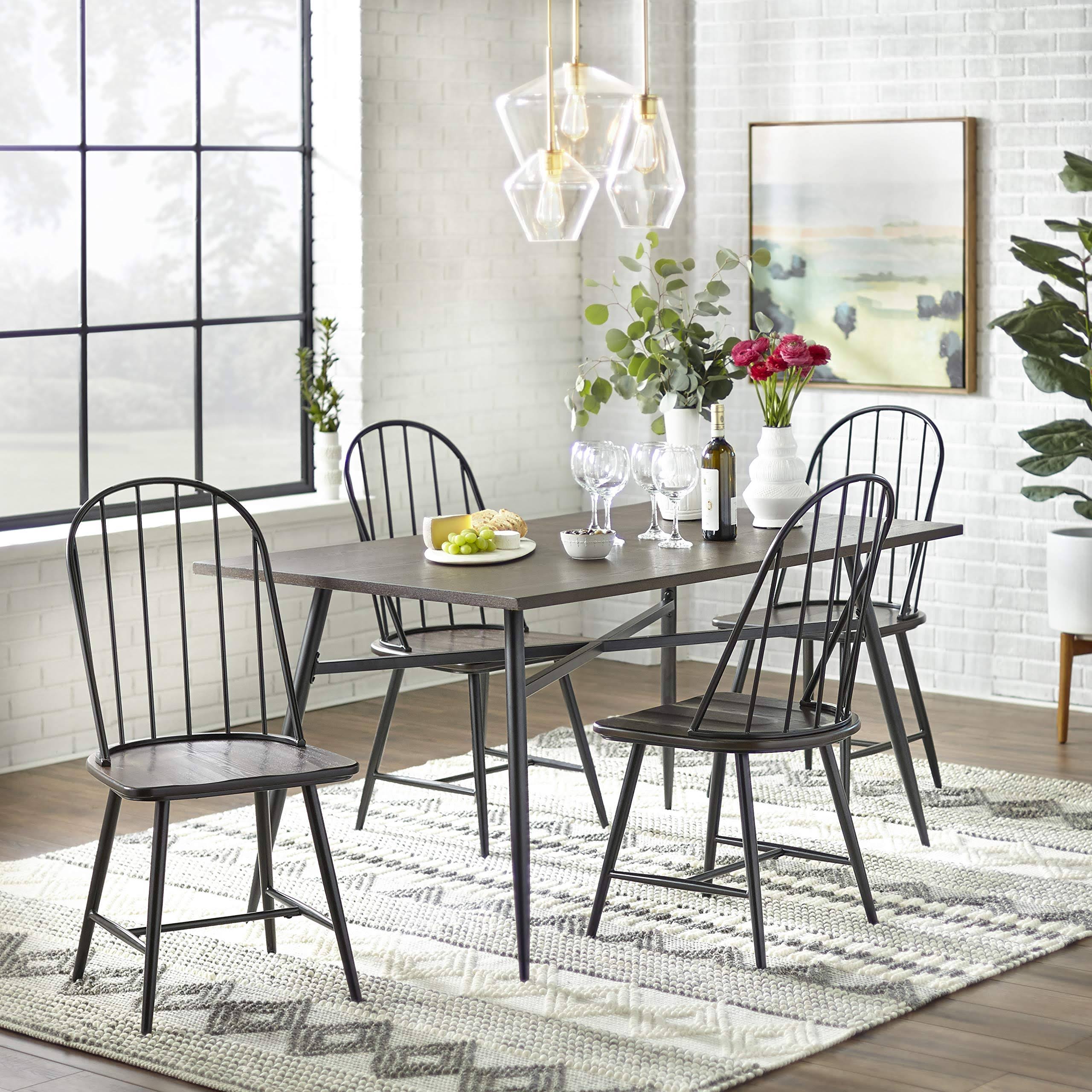 Windsor Mixed Media Dining Chair, Set Of 2, Black/Espresso HG_OS7WRFTB Windsor Mixed Media Dining Chair, Set Of 2, Black/Espresso HG_OS7WRFTB