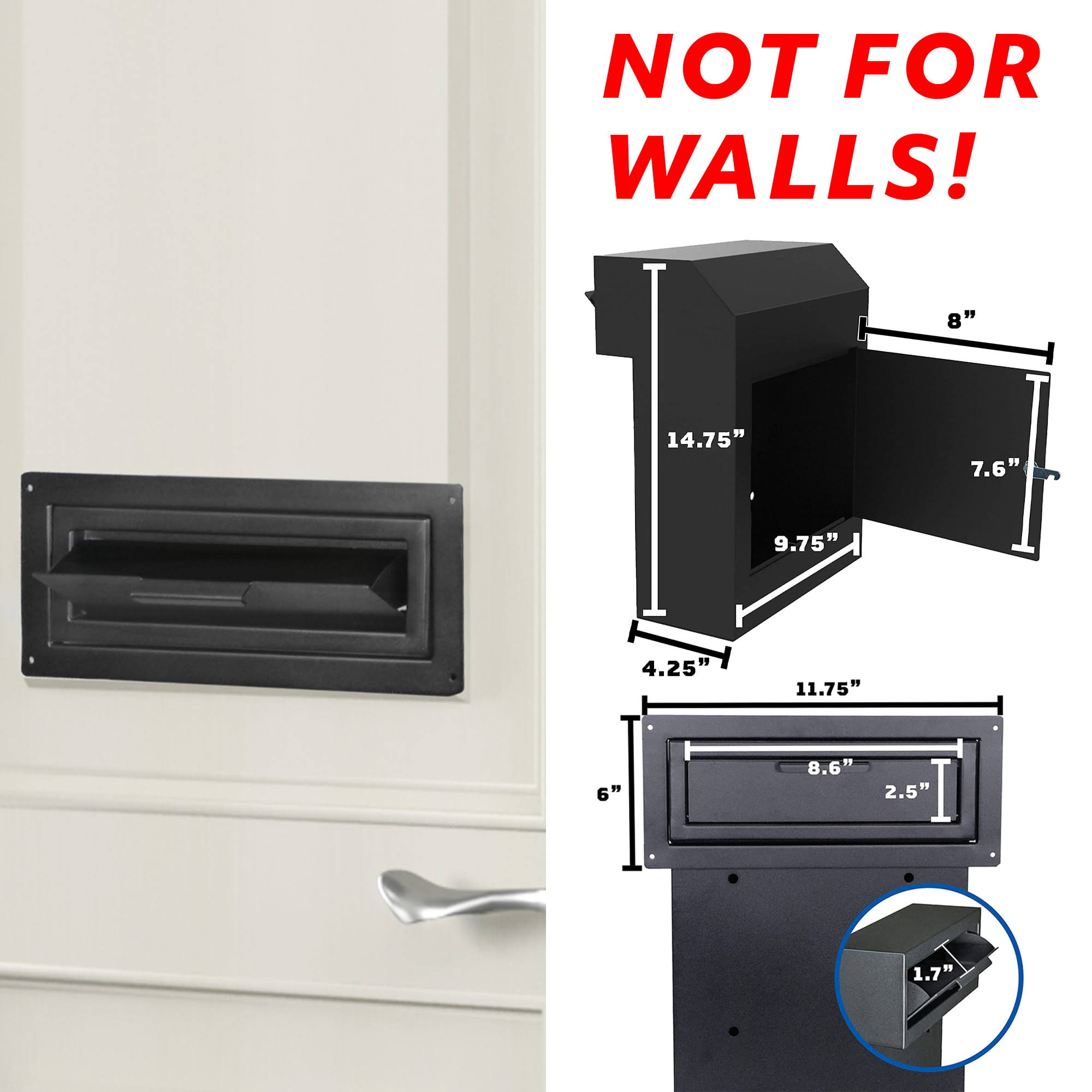 Door Drop Box Mail Slot | Through Door Installation | Locking Steel Cabinet Blk RR_QNG9JACS Door Drop Box Mail Slot | Through Door Installation | Locking Steel Cabinet Blk RR_QNG9JACS