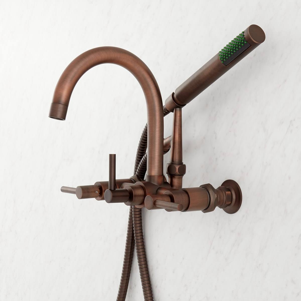 Signature Hardware 909038-2 Sebastian Wall Mounted Tub Filler Faucet - Bronze, Size: 60 YG_OEN1NXHW Signature Hardware 909038-2 Sebastian Wall Mounted Tub Filler Faucet - Bronze, Size: 60 YG_OEN1NXHW