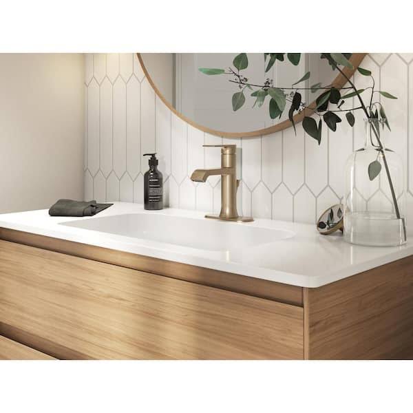 Moen Genta Single Hole Single-Handle Bathroom Faucet In Bronzed Gold QB_LPDYYA1R