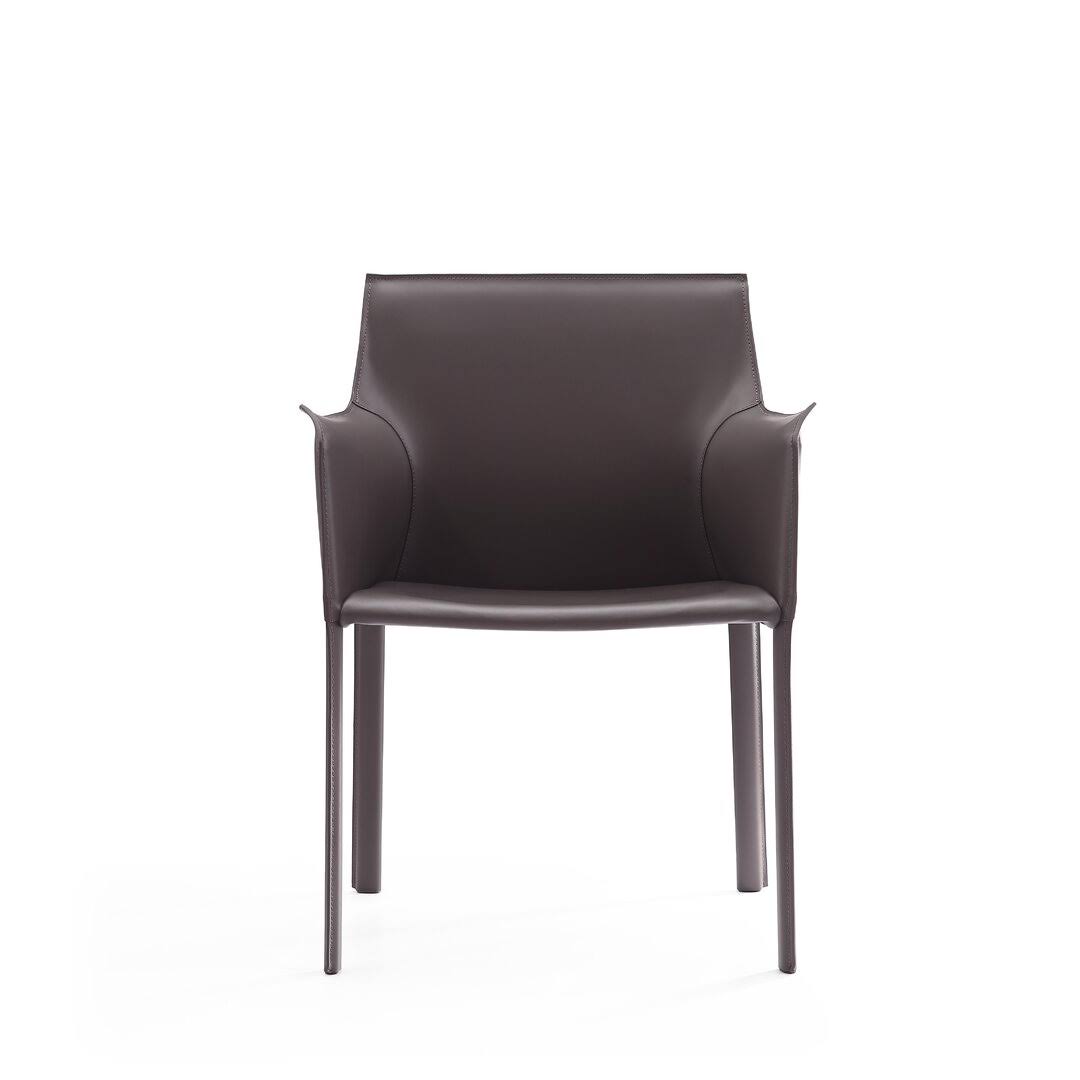 Lachesis Genuine Leather Upholstered Dining Chair Latitude Run Color: Gray 9S_5HSTUX2K