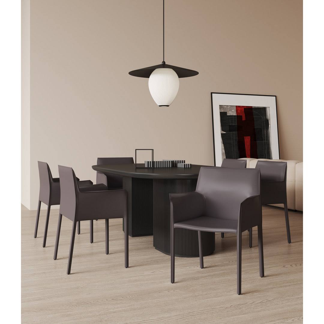 Lachesis Genuine Leather Upholstered Dining Chair Latitude Run Color: Gray 9S_5HSTUX2K